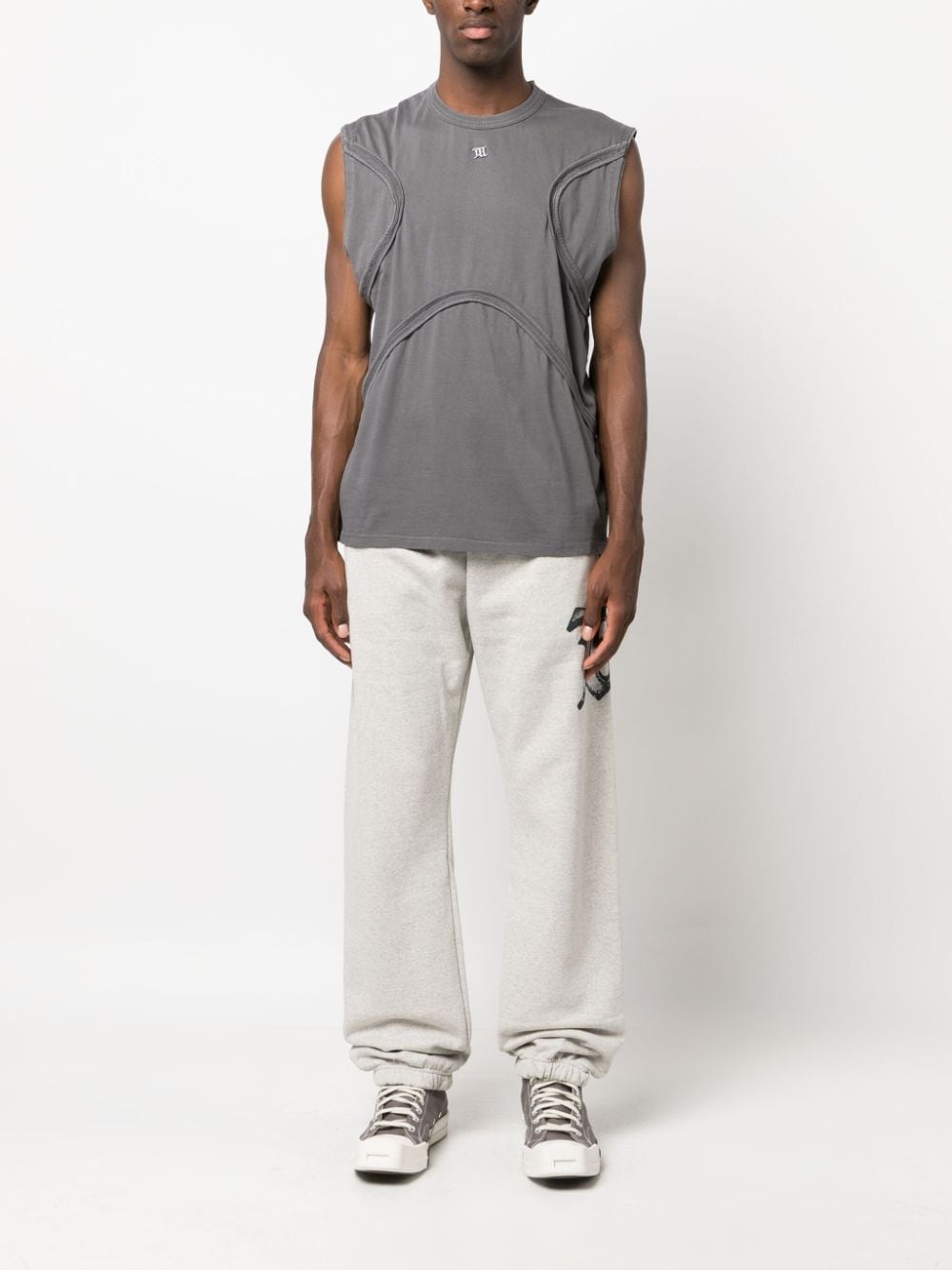 logo-patch cotton tank top - 2