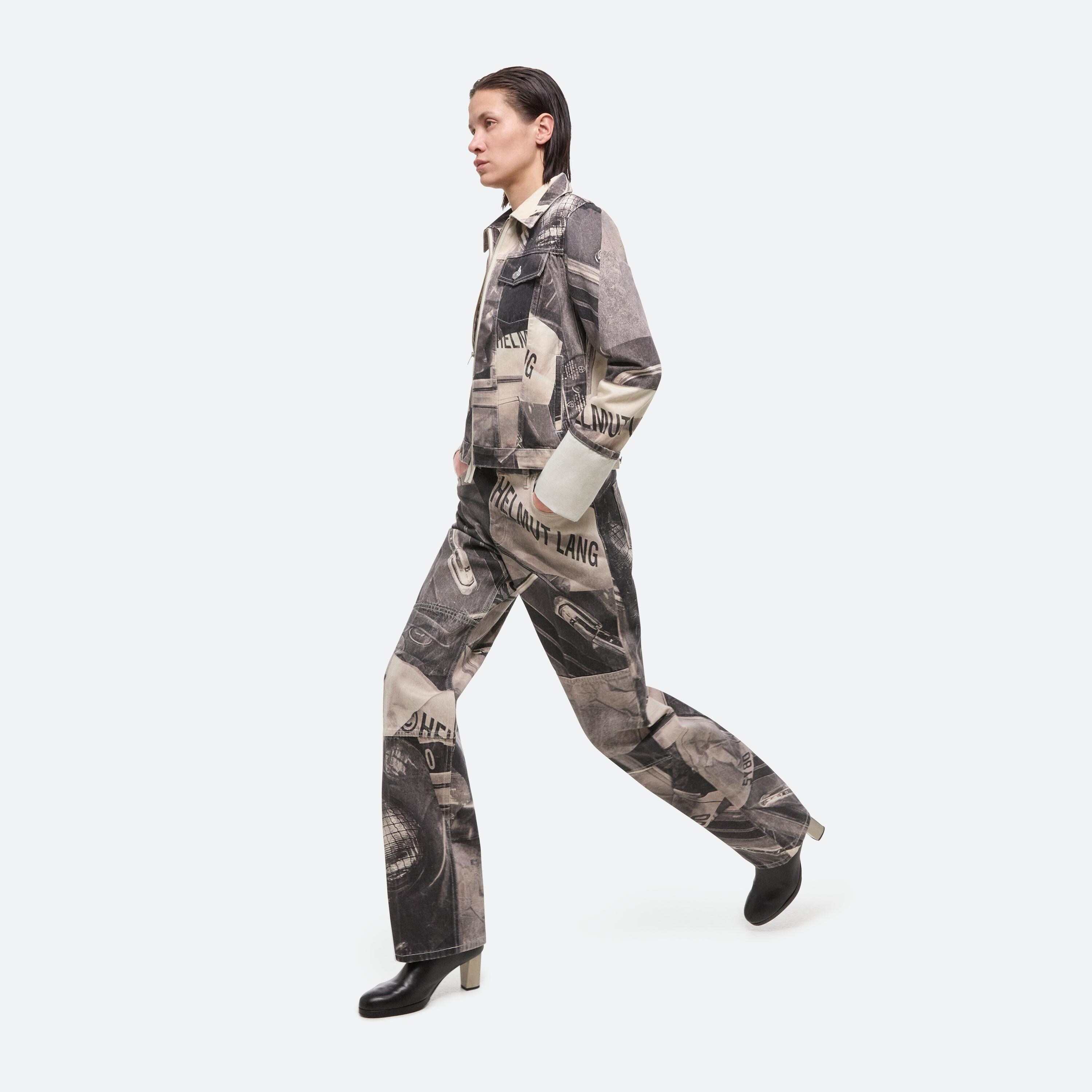 CUFFED PRINTED DENIM TRUCKER JACKET - 7