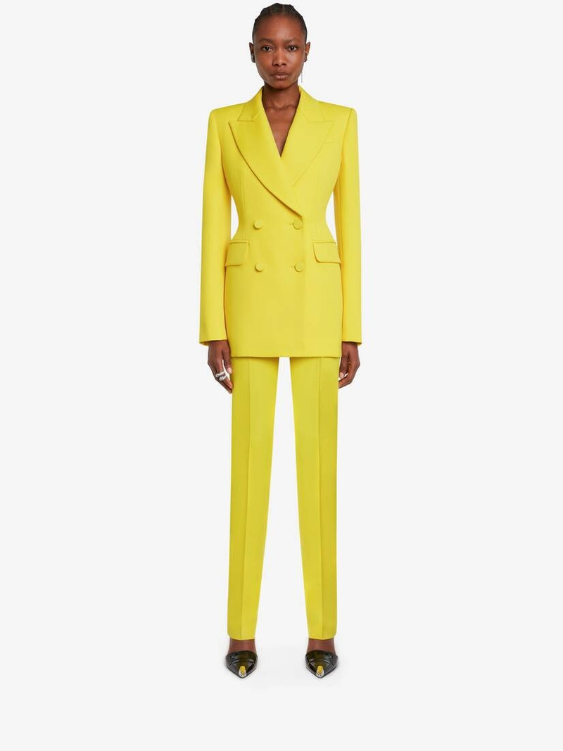 Alexander McQueen Women's Double-breasted Jacket in Bright Yellow outlook