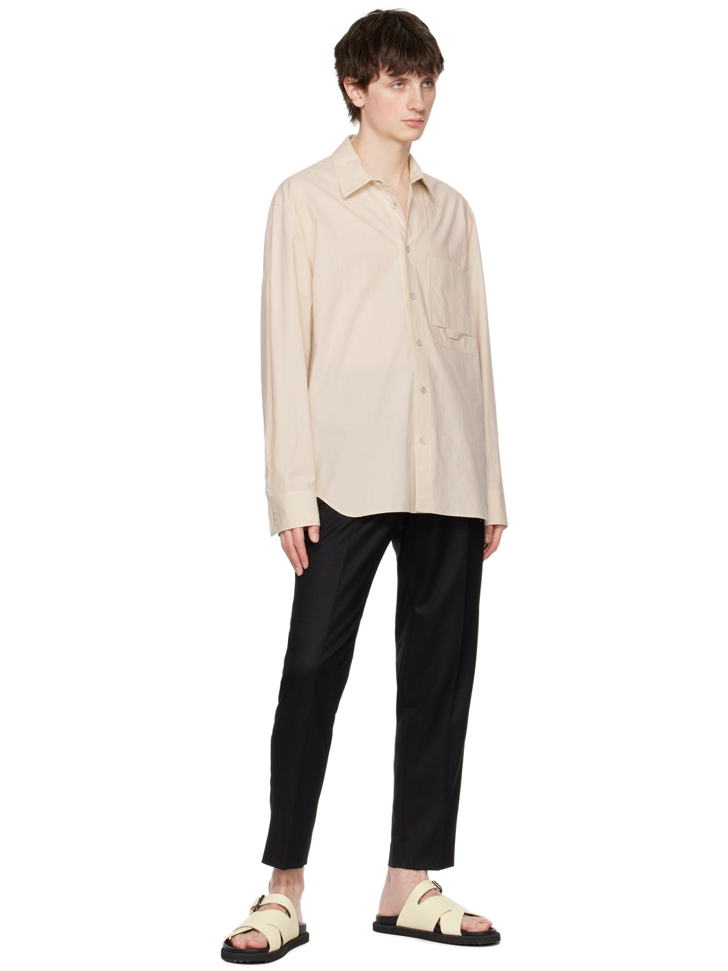 Beige Embroidered Shirt - 4