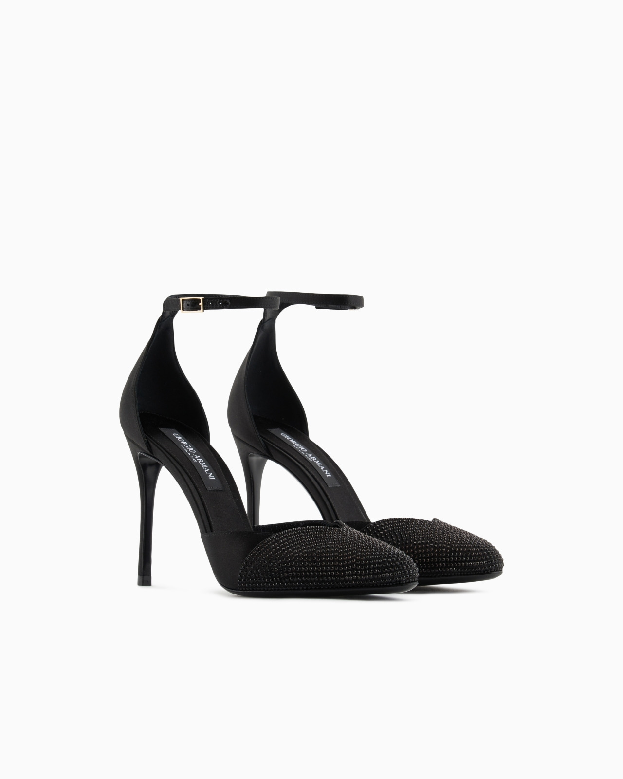 SATIN AND RHINESTONE ANKLE-STRAP PUMPS - 2