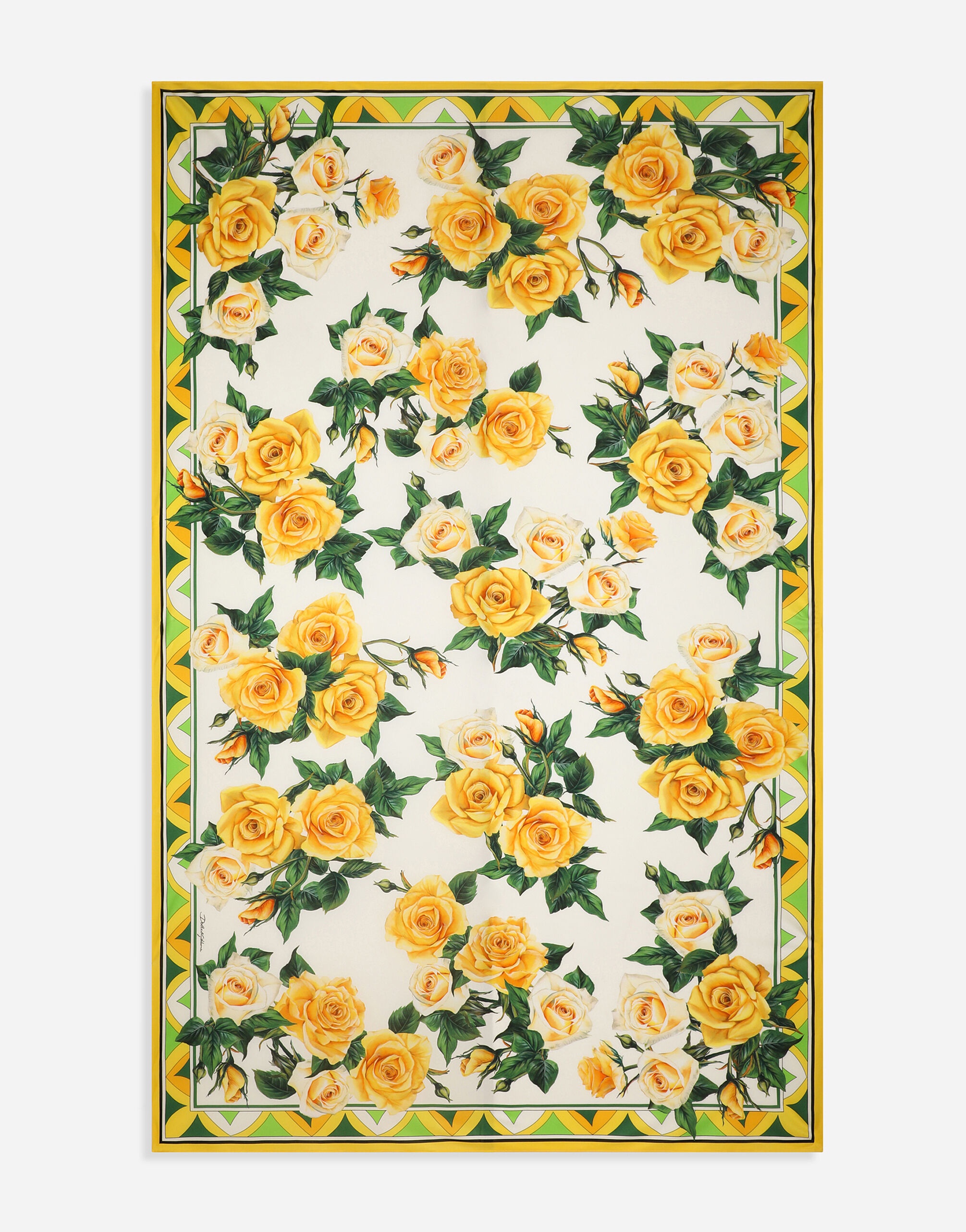Cotton sarong with yellow rose print (110x190) - 2