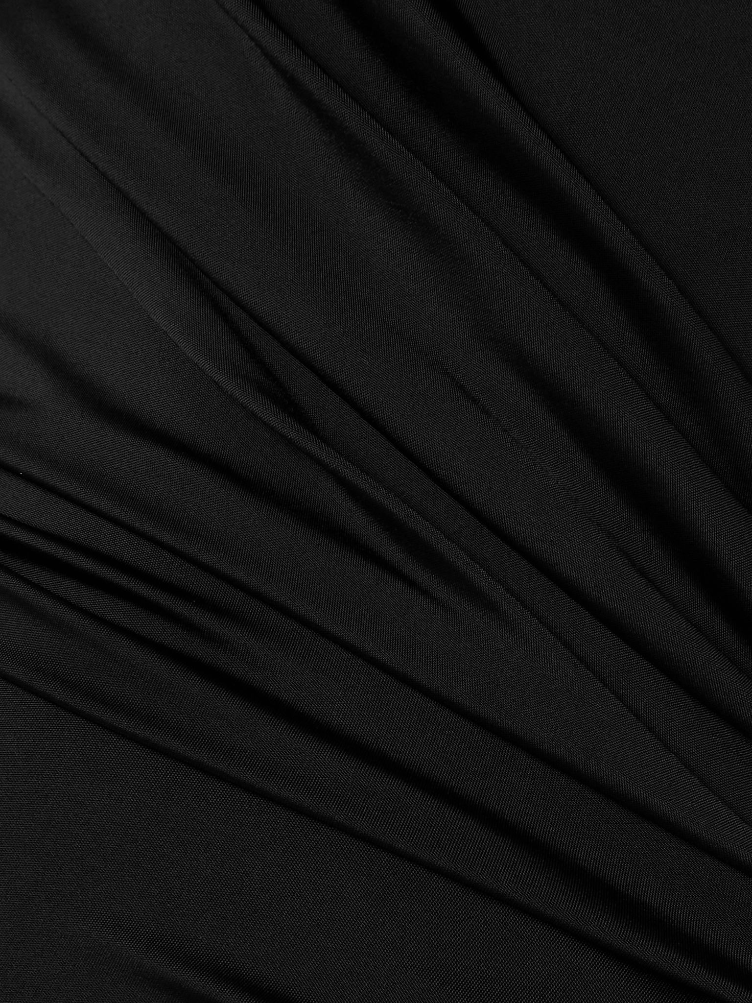 Off-the-shoulder draped satin gown Black - 4