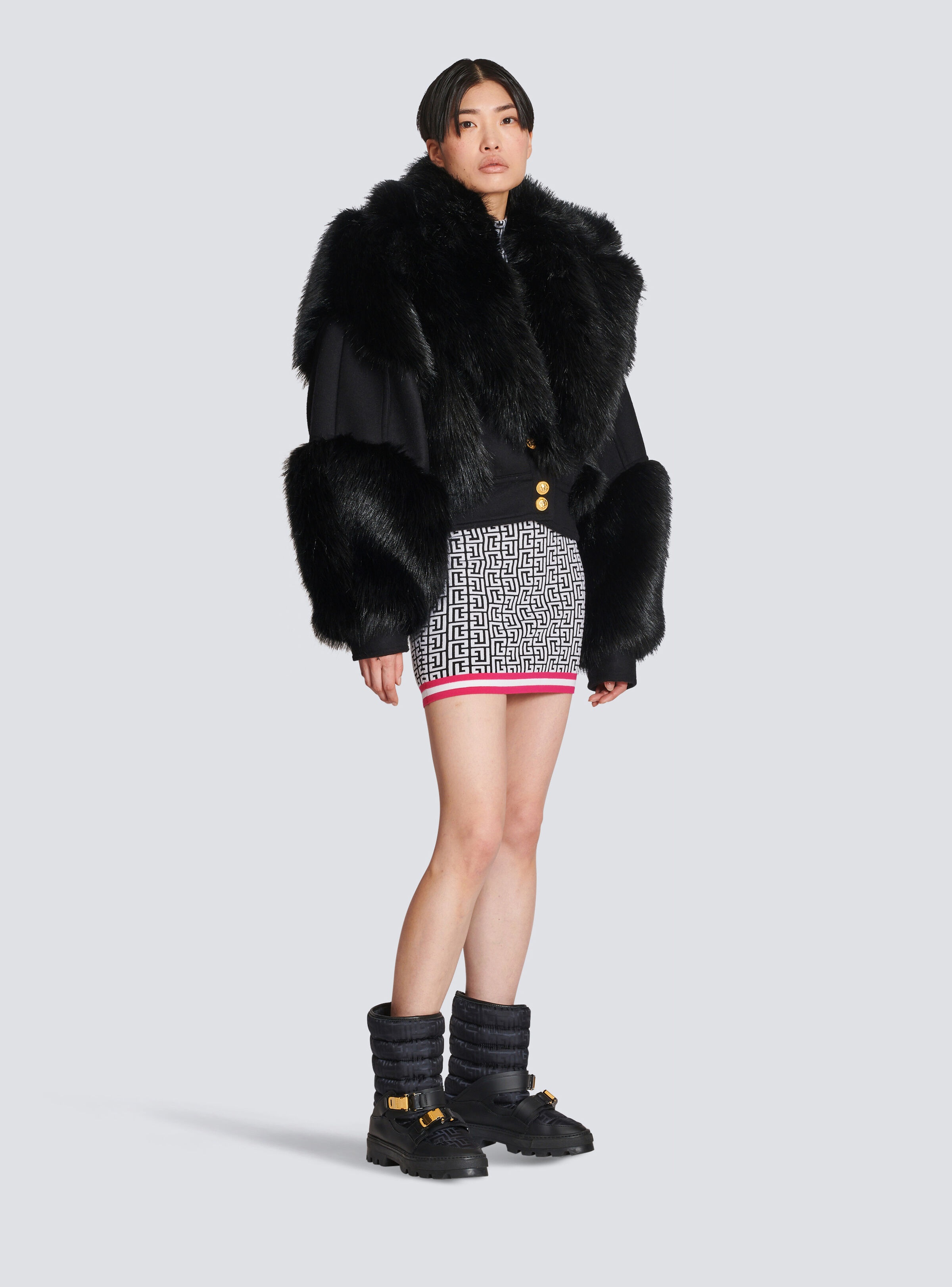 Wool and faux fur jacket - 3
