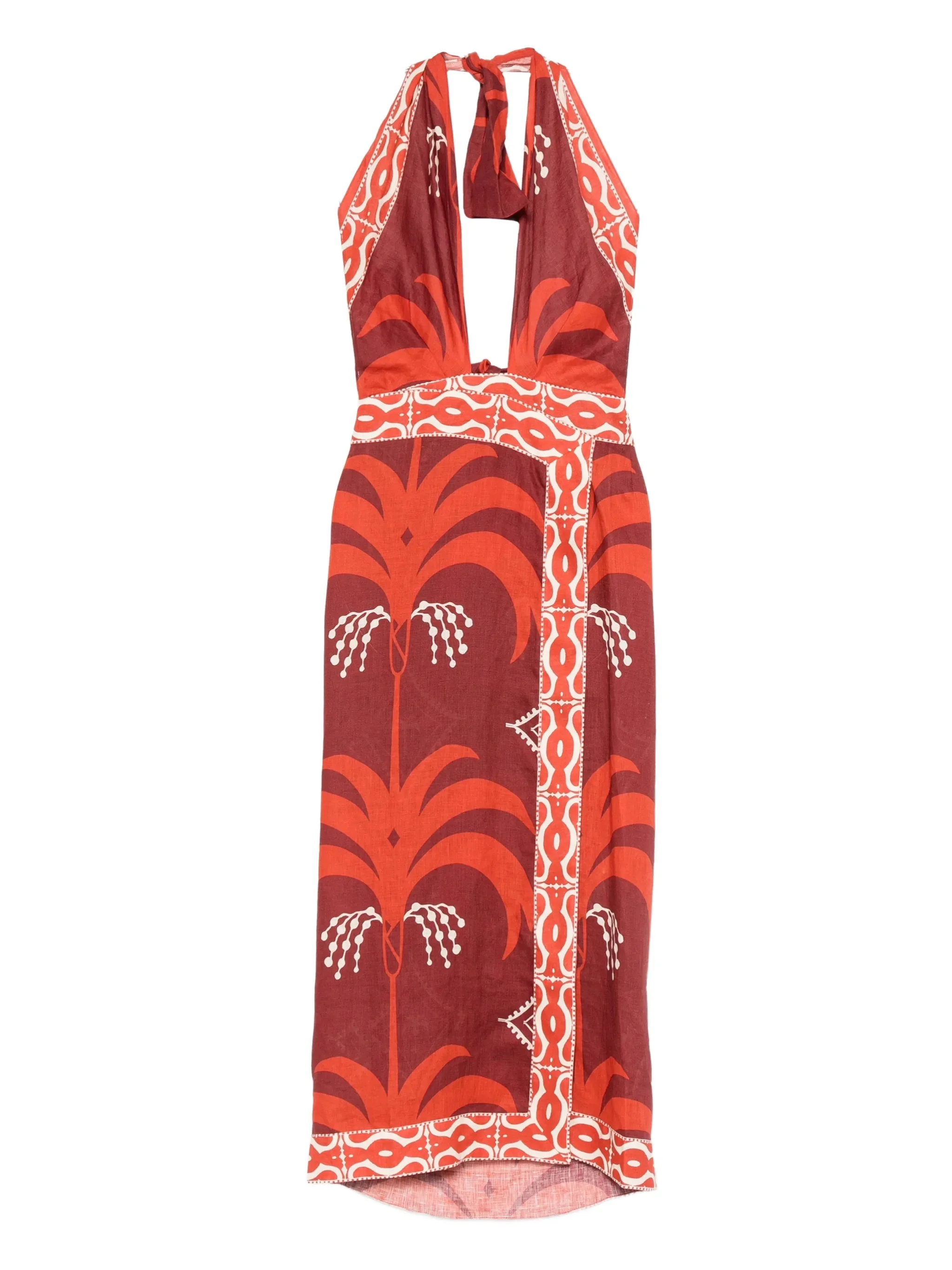 Buen Viento halterneck printed midi dress - 1