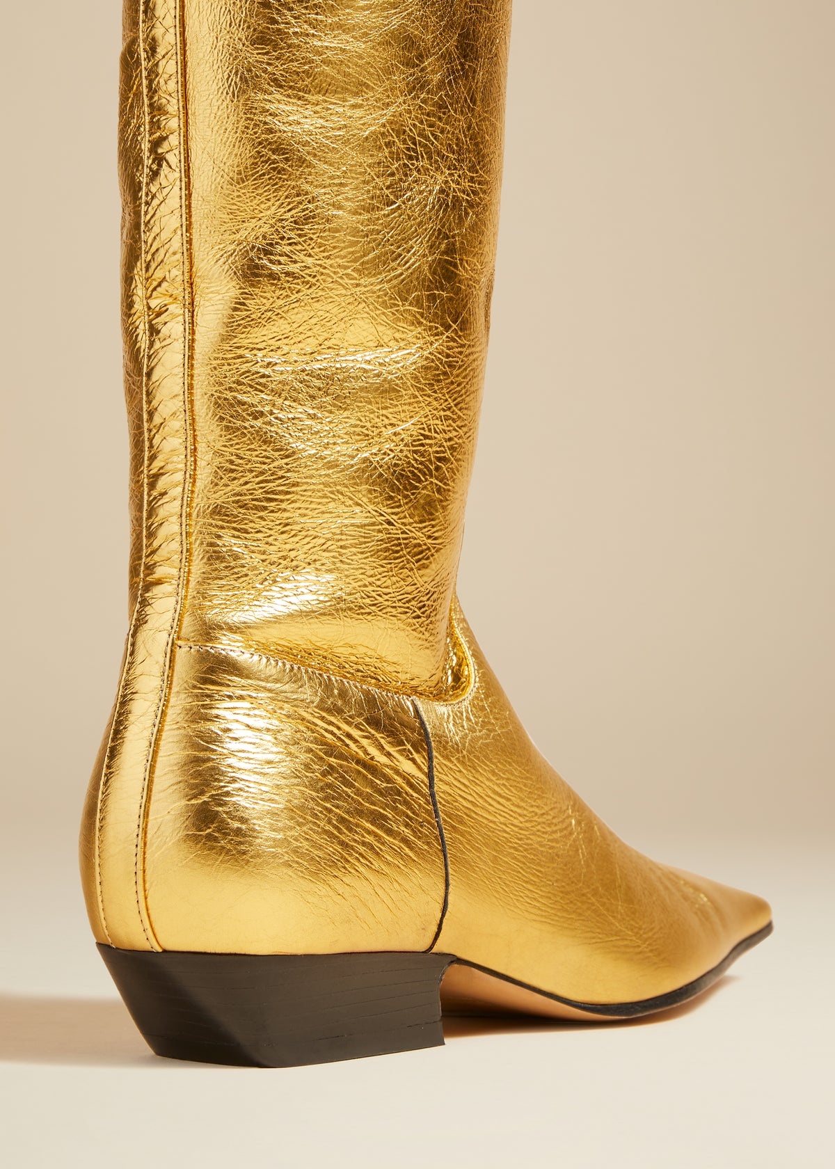 The Marfa Over-the-Knee Flat Boot in Gold Metallic Leather - 3