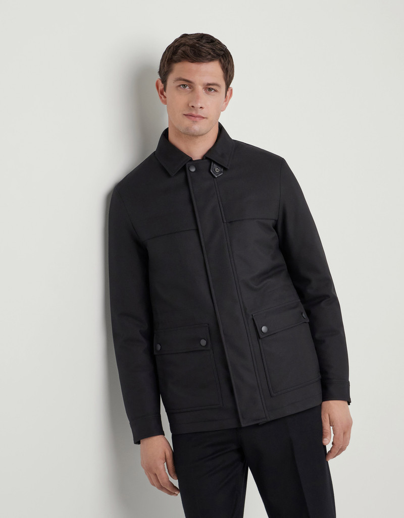 CANALI MAESTRALE BLACK SET-IN SLEEVE TECHNICAL FABRIC FIELD JACKET 3
