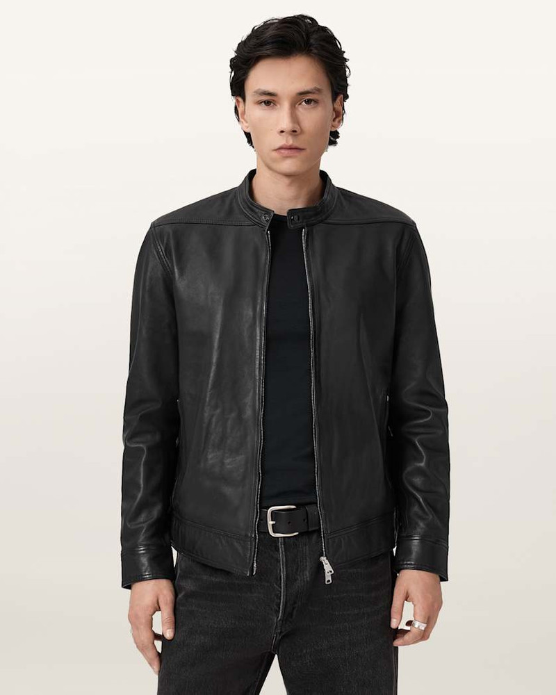 ALLSAINTS HOLT SLIM FIT LEATHER JACKET outlook