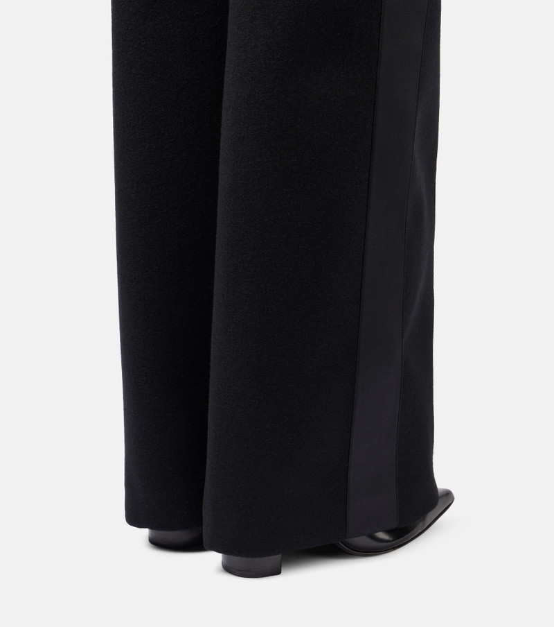 sacai Leather-trimmed melton knee-high boots outlook