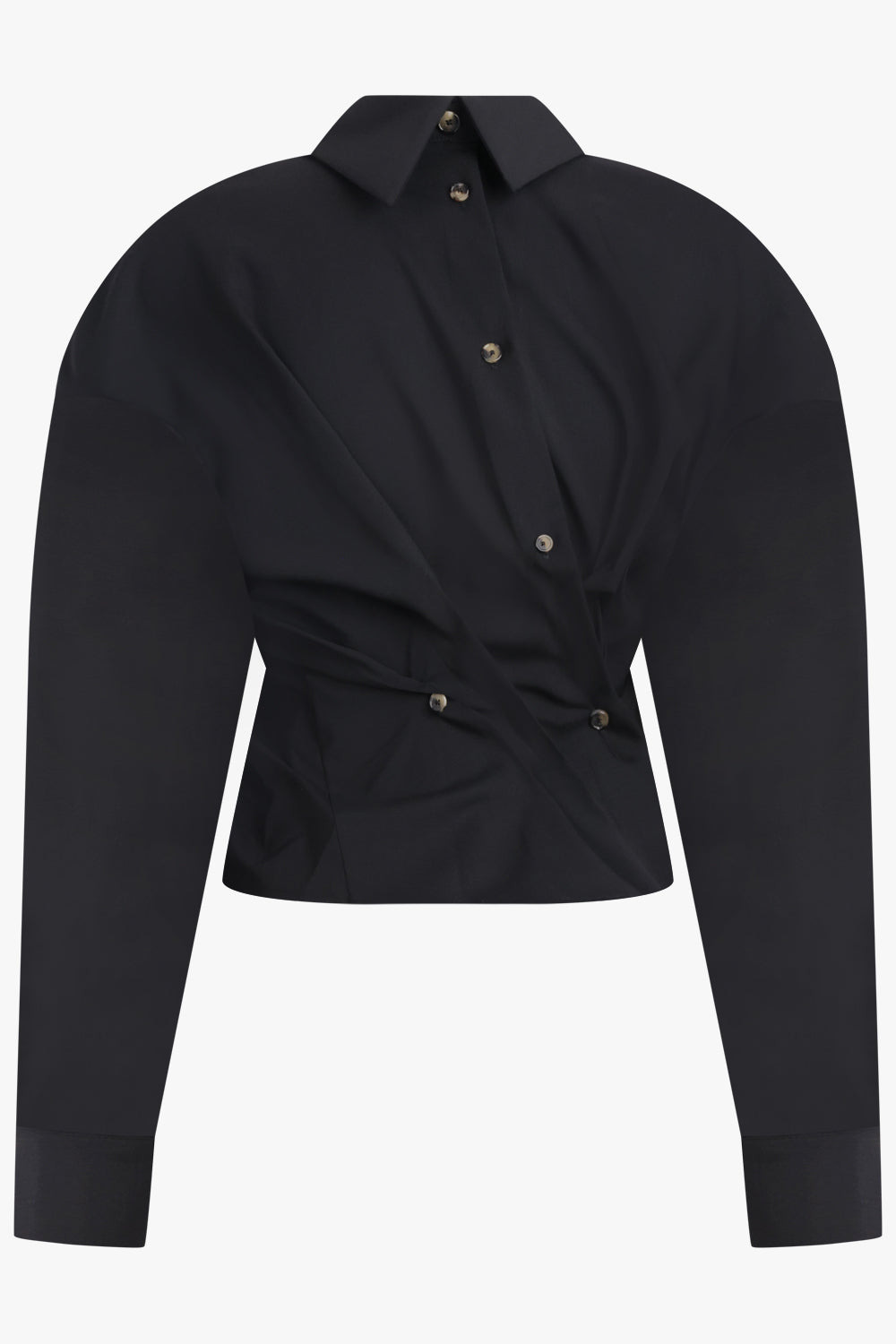 TWISTED L/S SHIRT WITH BALLOON SLEEVE DETAIL | BLACK - 1