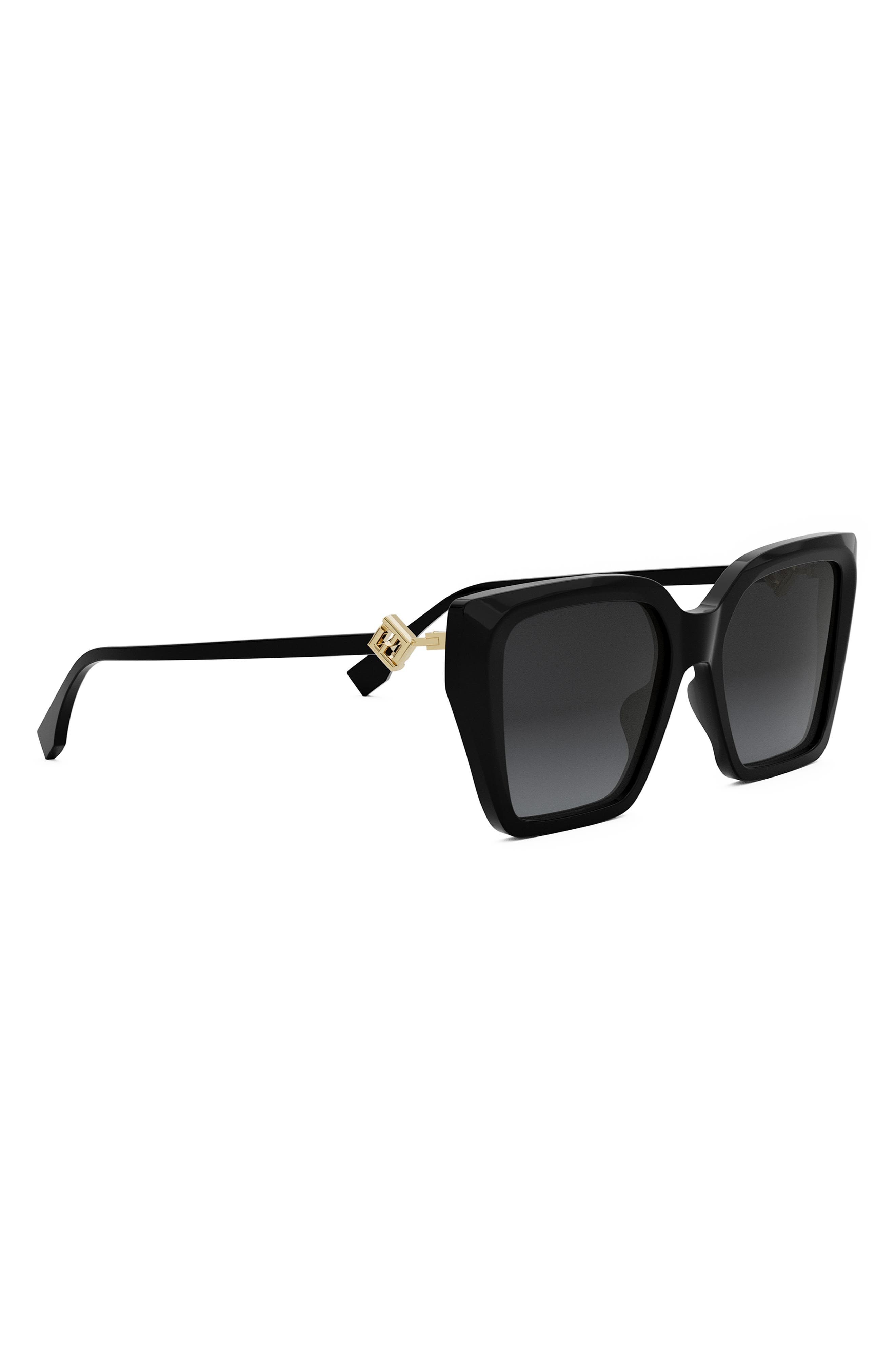 Fendi FF Diamonds 54mm Gradient Square Sunglasses in Shiny Black /Gradient Smoke at Nordstrom - 5