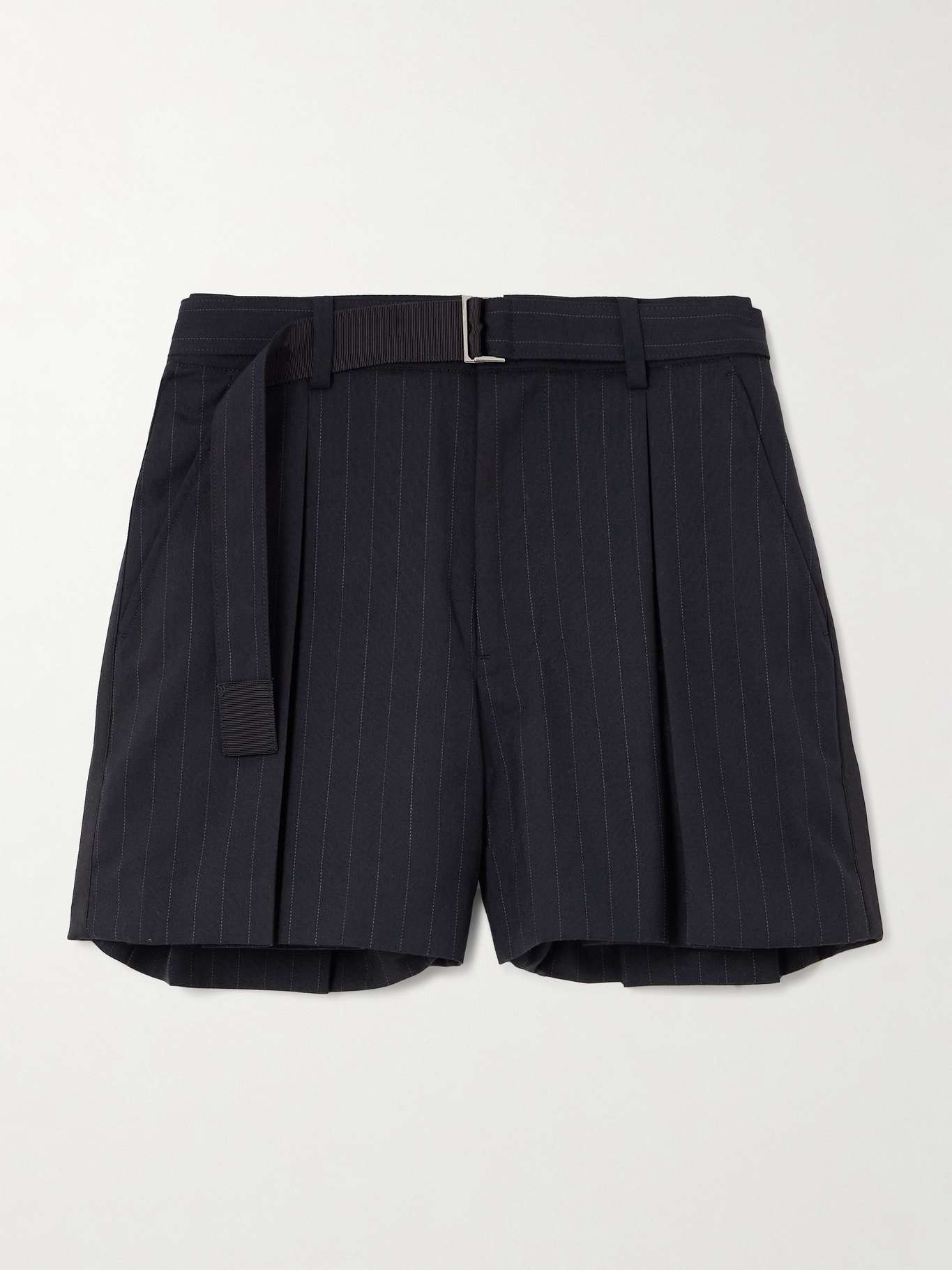 Pleated pinstriped woven shorts - 1