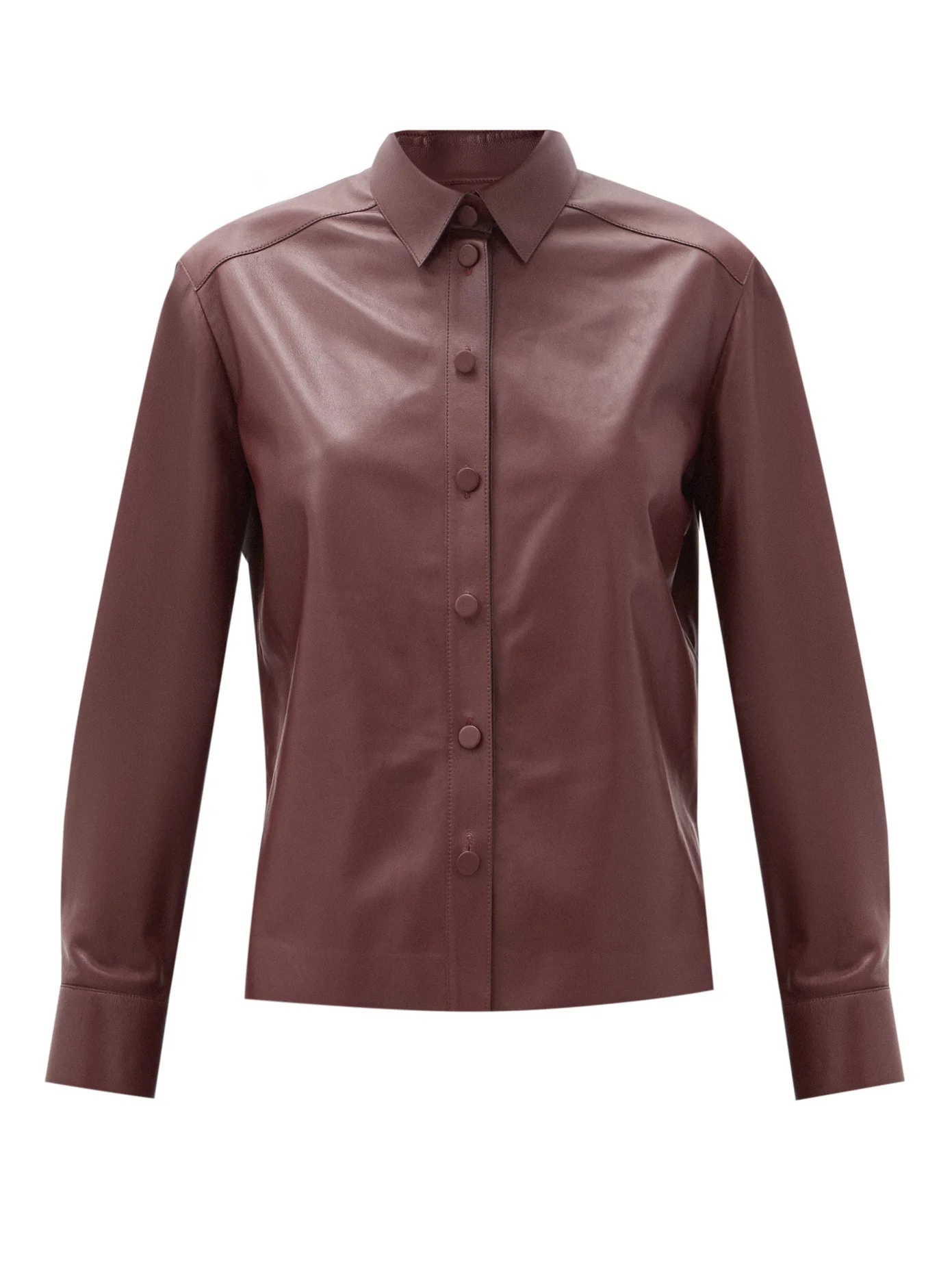 Point-collar leather shirt - 1