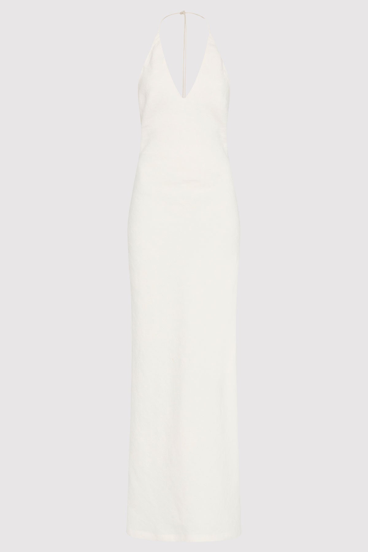 Linen Bias Halter Dress - Ivory - 1