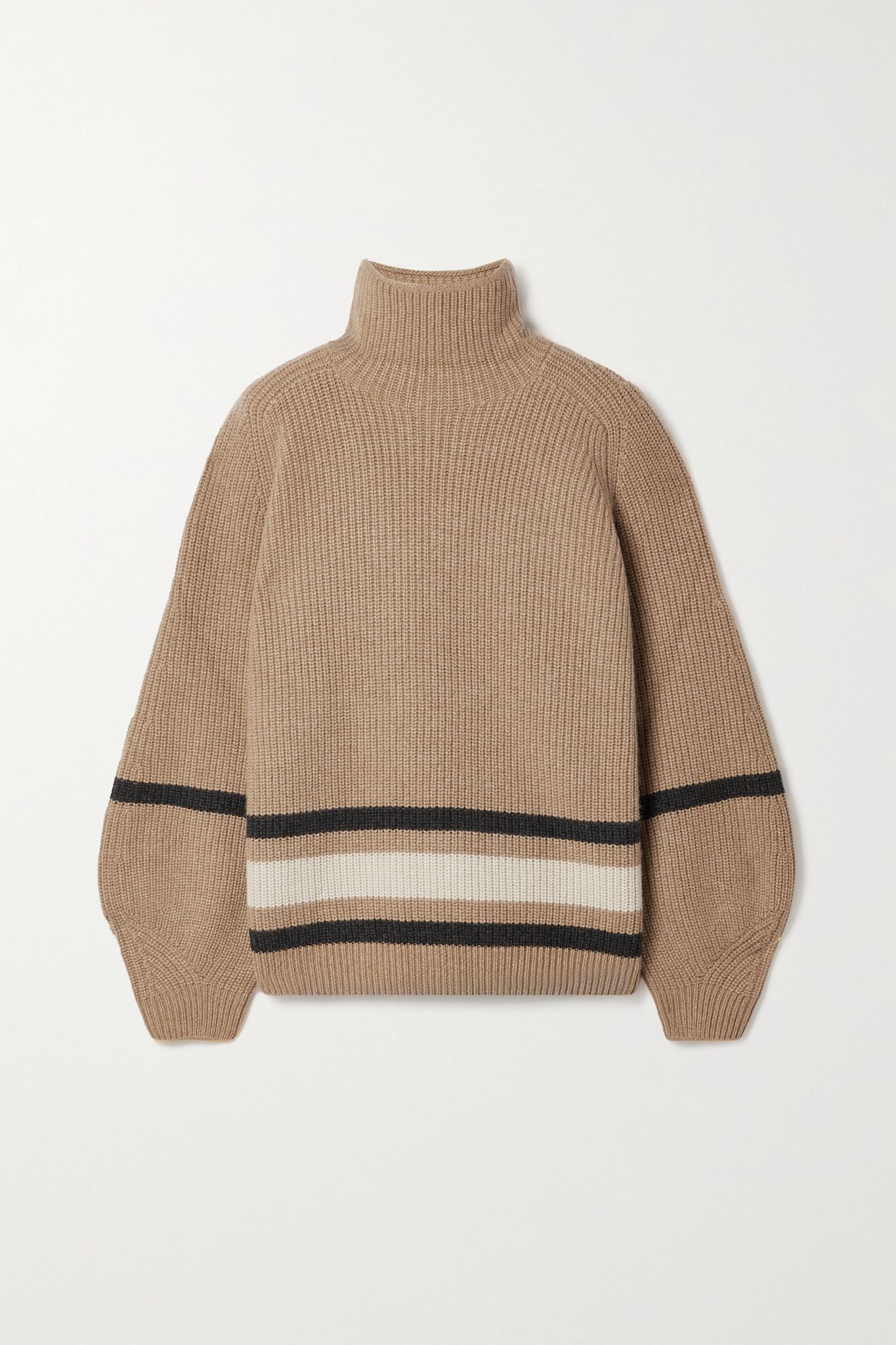 Oversized striped cashmere turtleneck sweater - 1