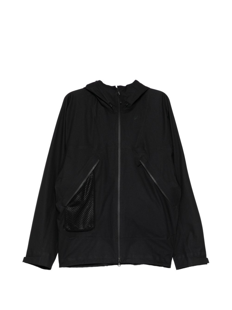logo-embroidered panelled jackets 1
