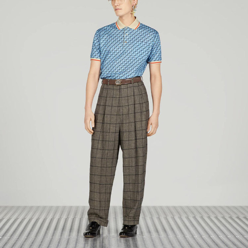 GUCCI Gucci Geometric G Cotton Piquet Polo Shirt 'Light Blue' 742385-XJFGF-4311 outlook