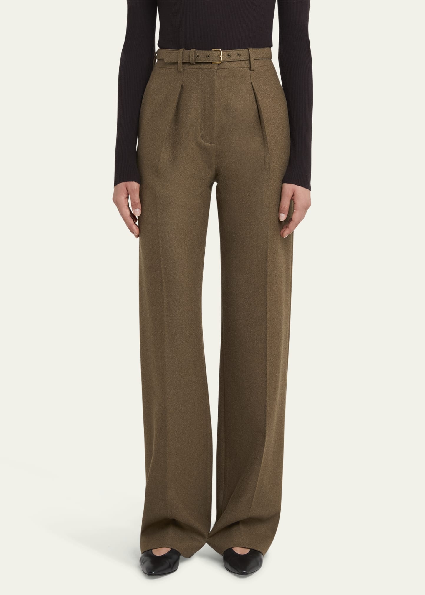 Edward Pintuck Belted Wool Cashmere Trousers - 4