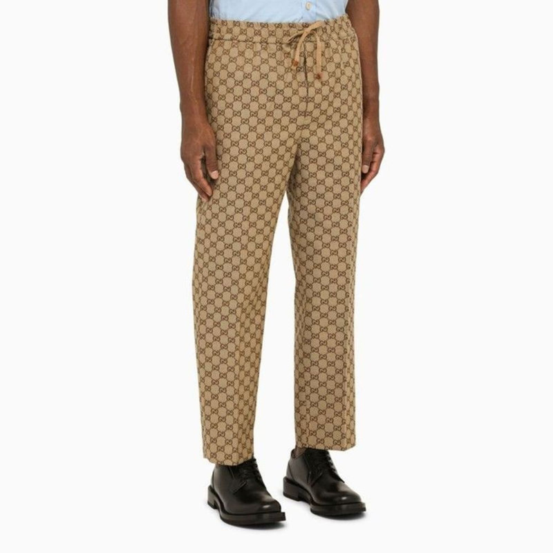 Gucci Men Camel Jogging Trousers With Logo 4