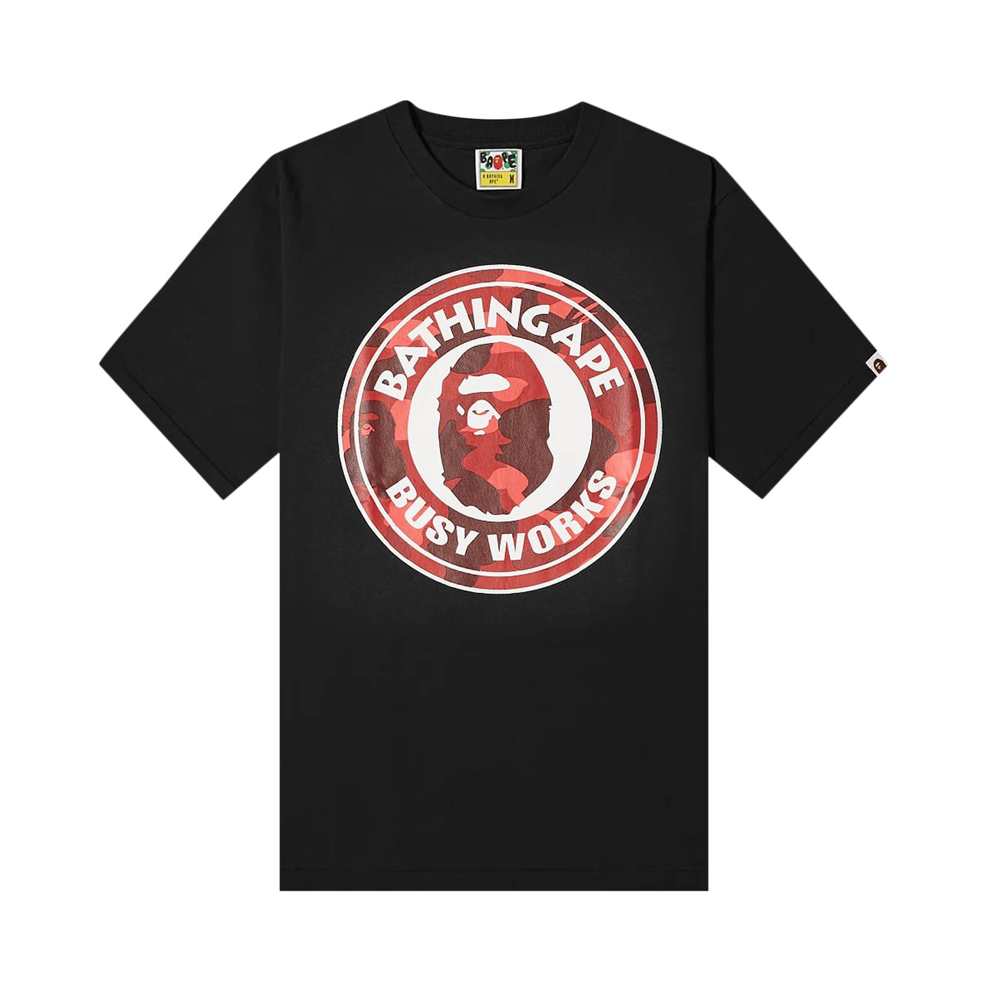 BAPE Color Camo A Busy Works Tee 'Black/Red' - 1