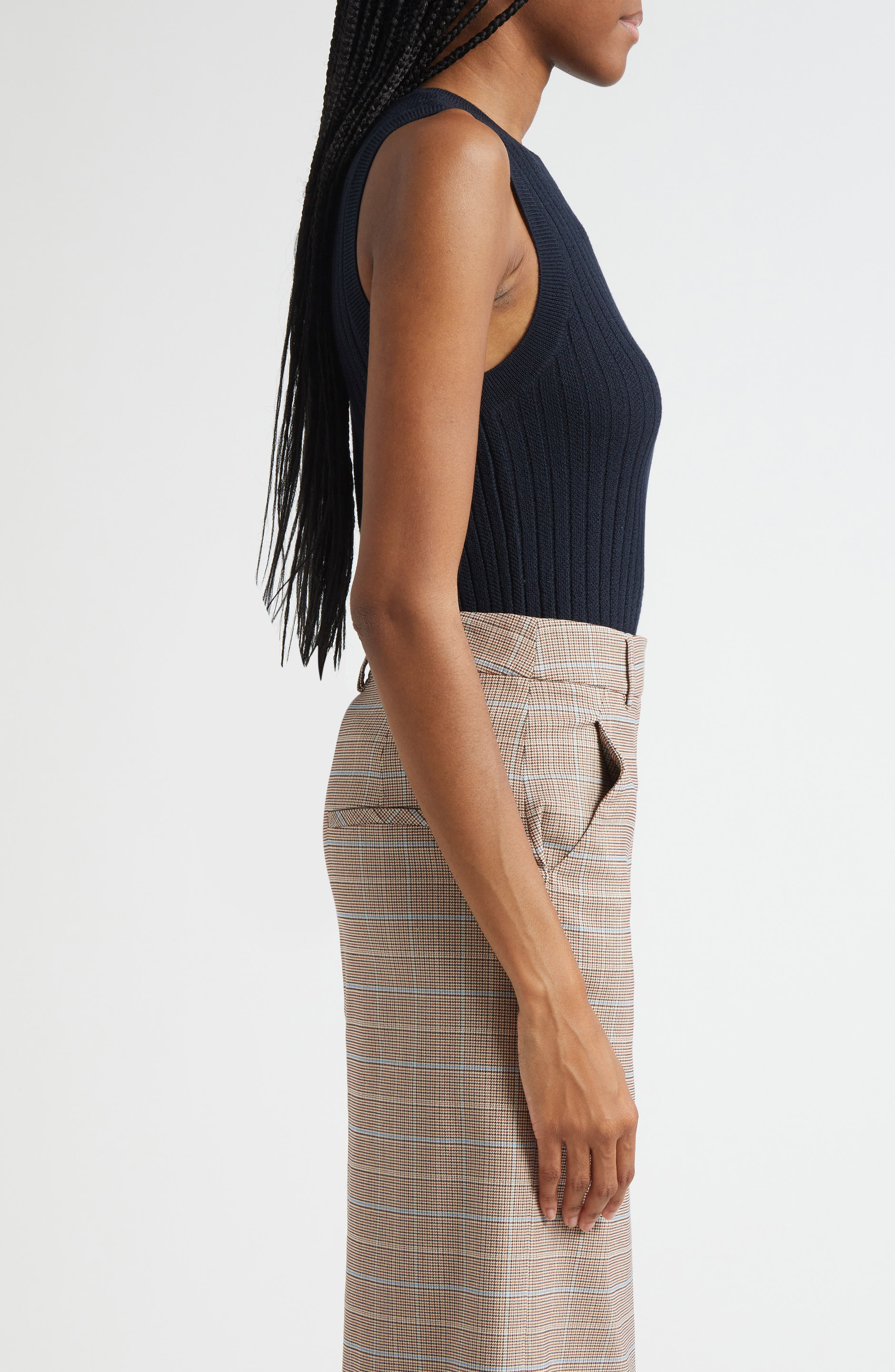 Veronica Beard Jerrel Rib Merino Wool Tank in Navy at Nordstrom - 4