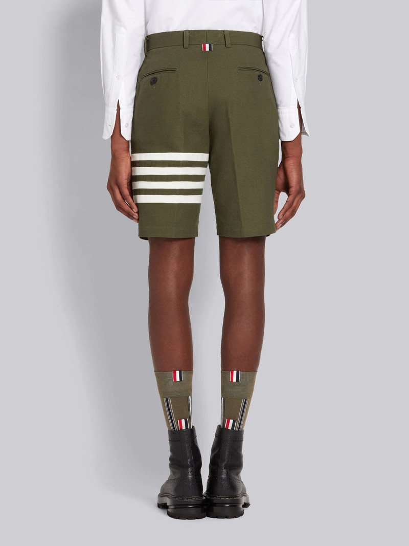 Dark Green Washed Cotton Canvas 4-Bar Unconstructed Chino Short 3