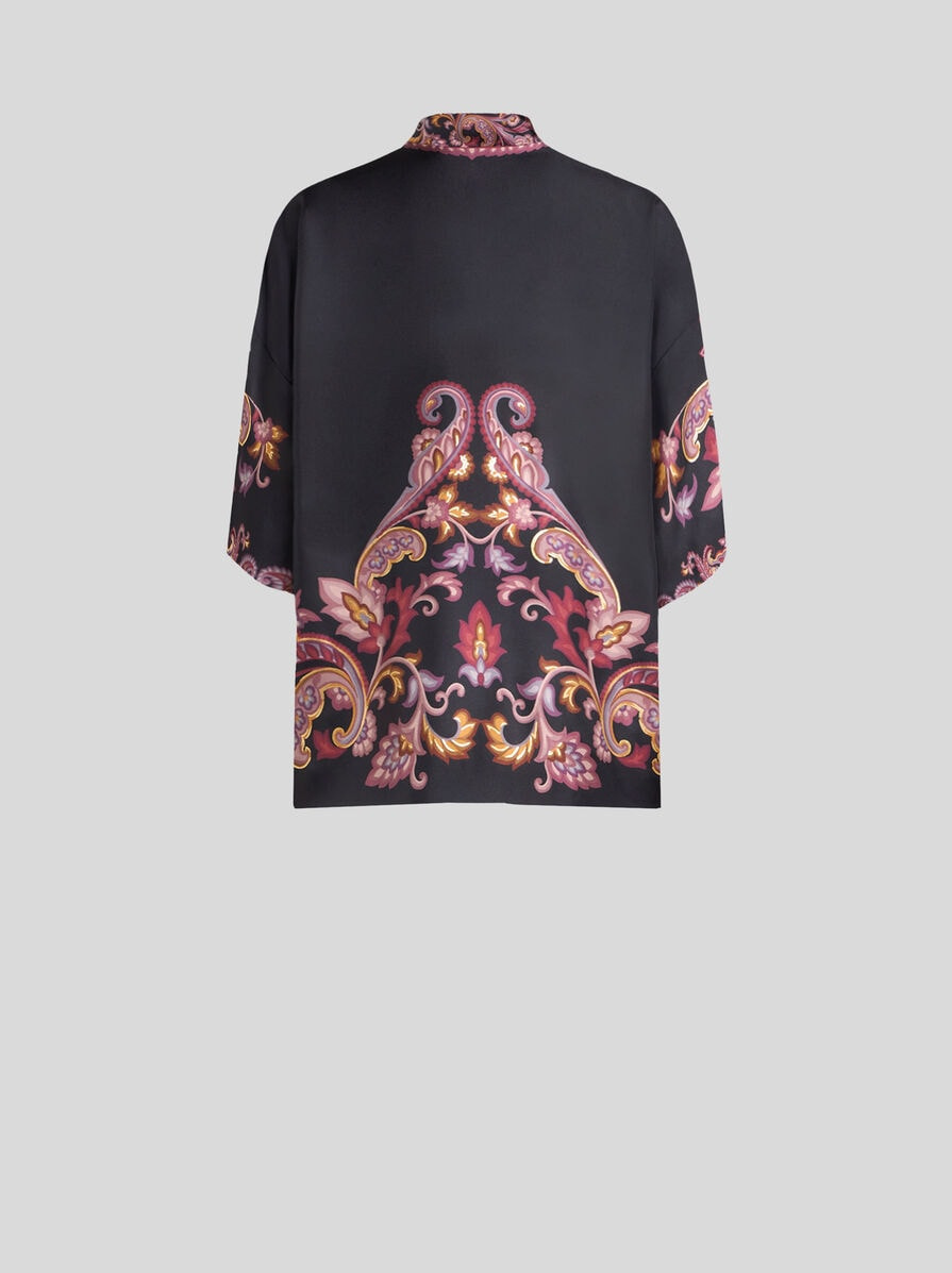 SILK TWILL KESA WITH PLACED PRINT - 5