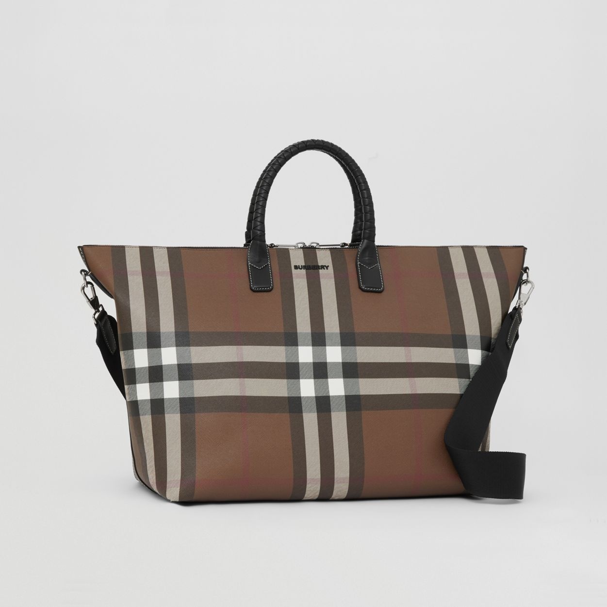 Check and Leather Holdall - 7