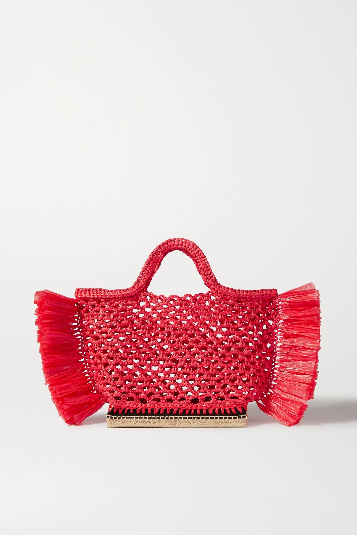 Espadrille small fringed raffia tote - 1