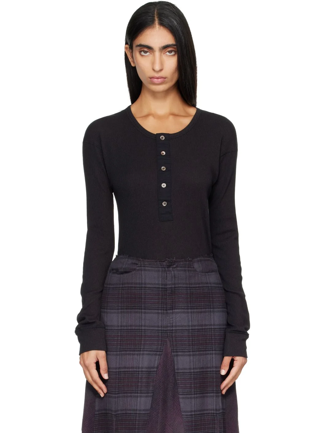 Black Gentle Long Sleeve Henley - 1
