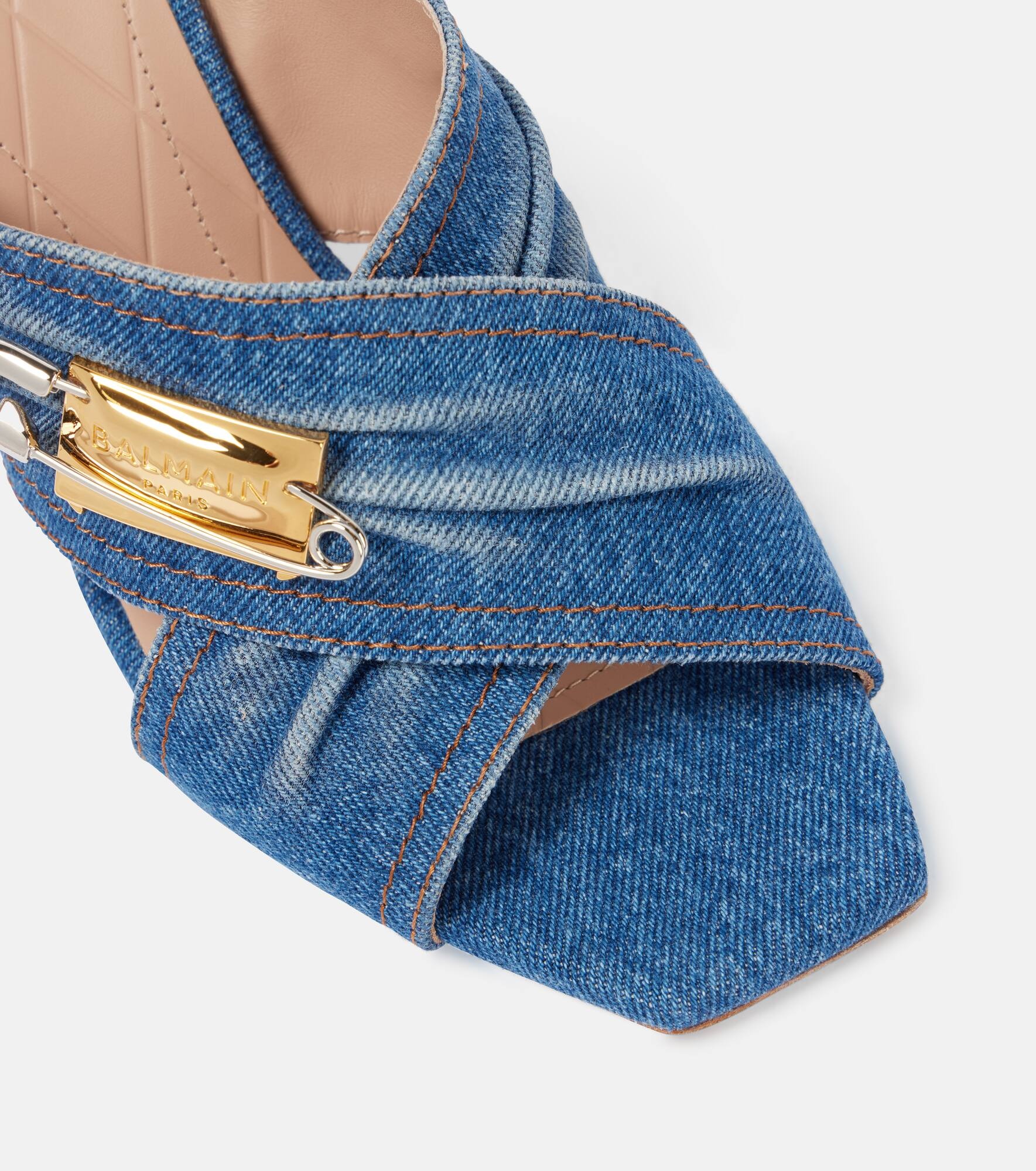 75 embellished denim mules - 4