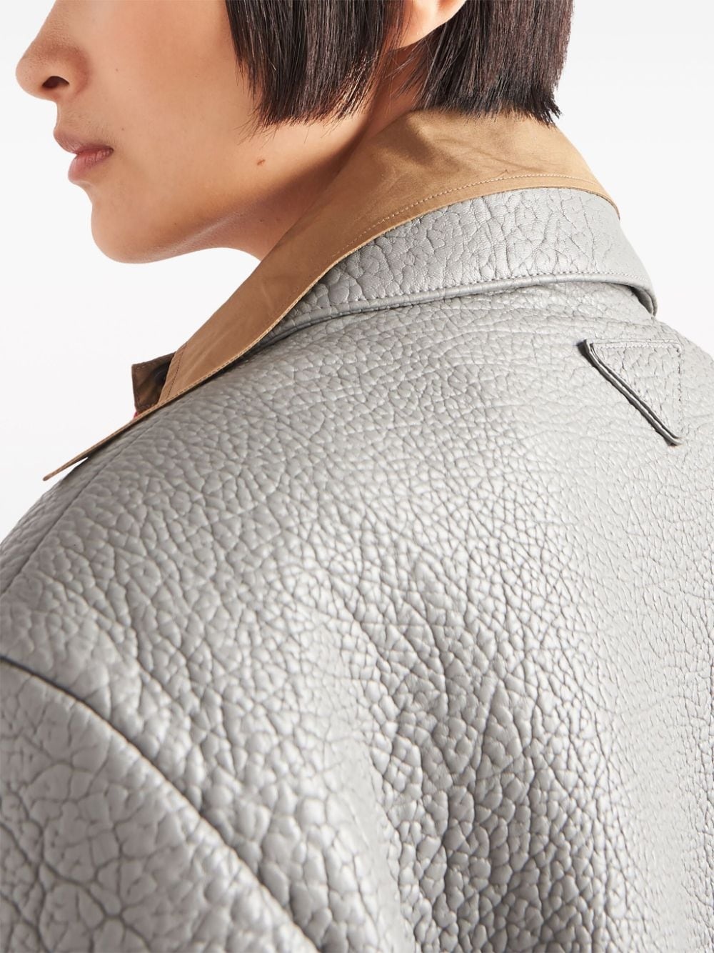 single-breasted leather jacket - 6
