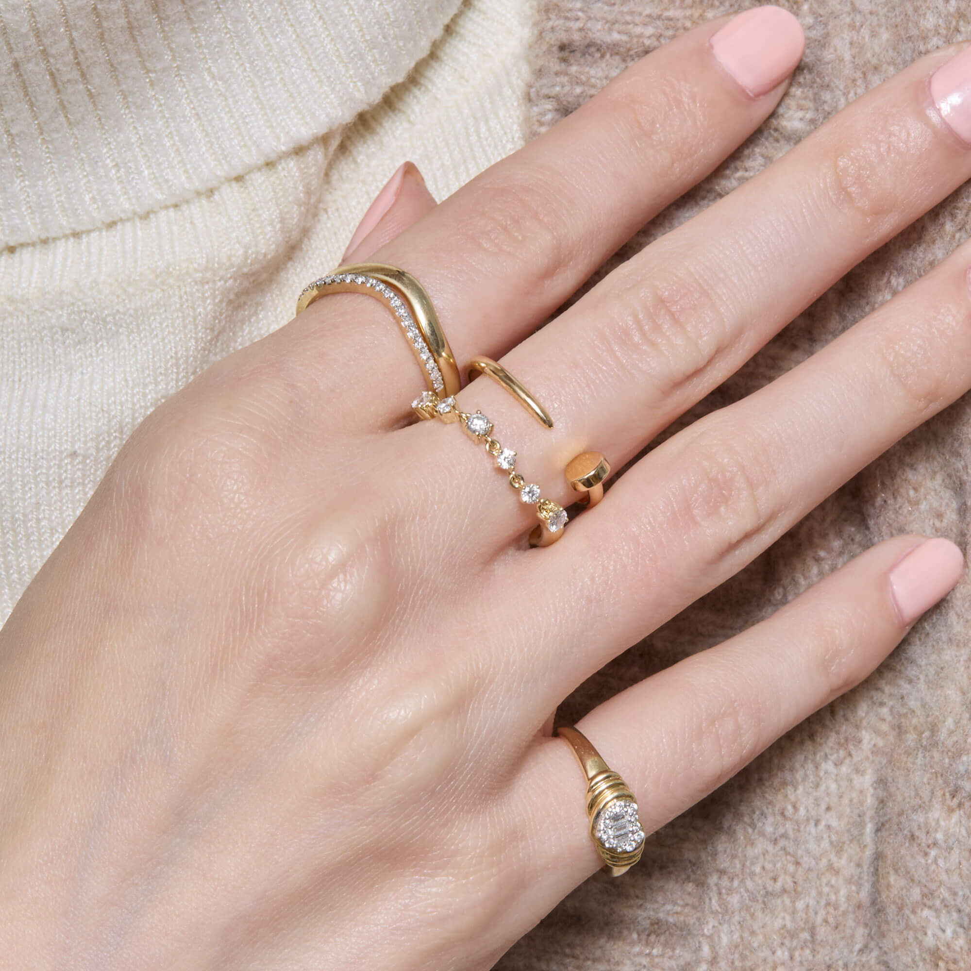 LAB-Created Diamond Chain Ring - 5