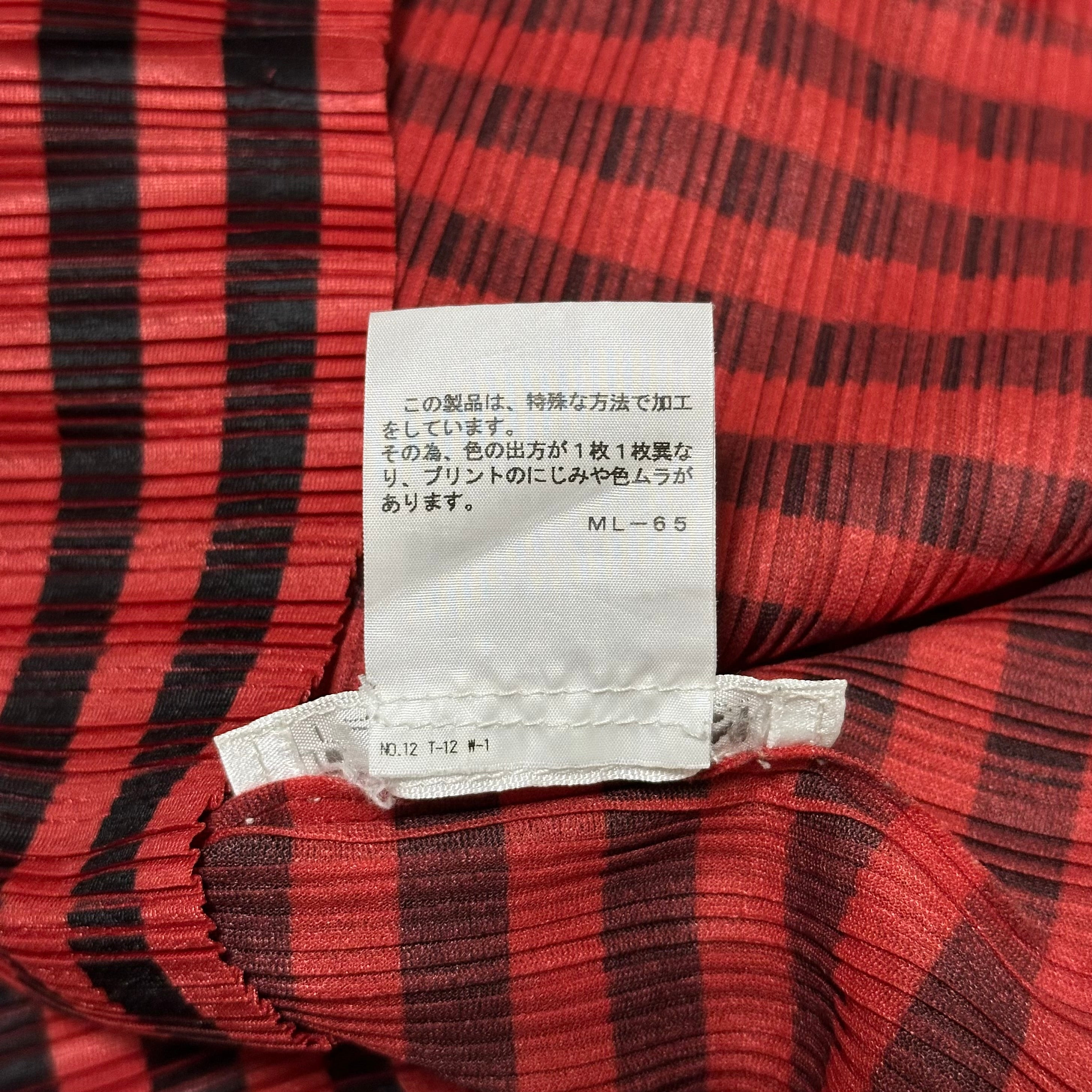 PLEATS PLEASE ISSEY MIYAKE Pleated Striped Print Top and Arm Cover - 6