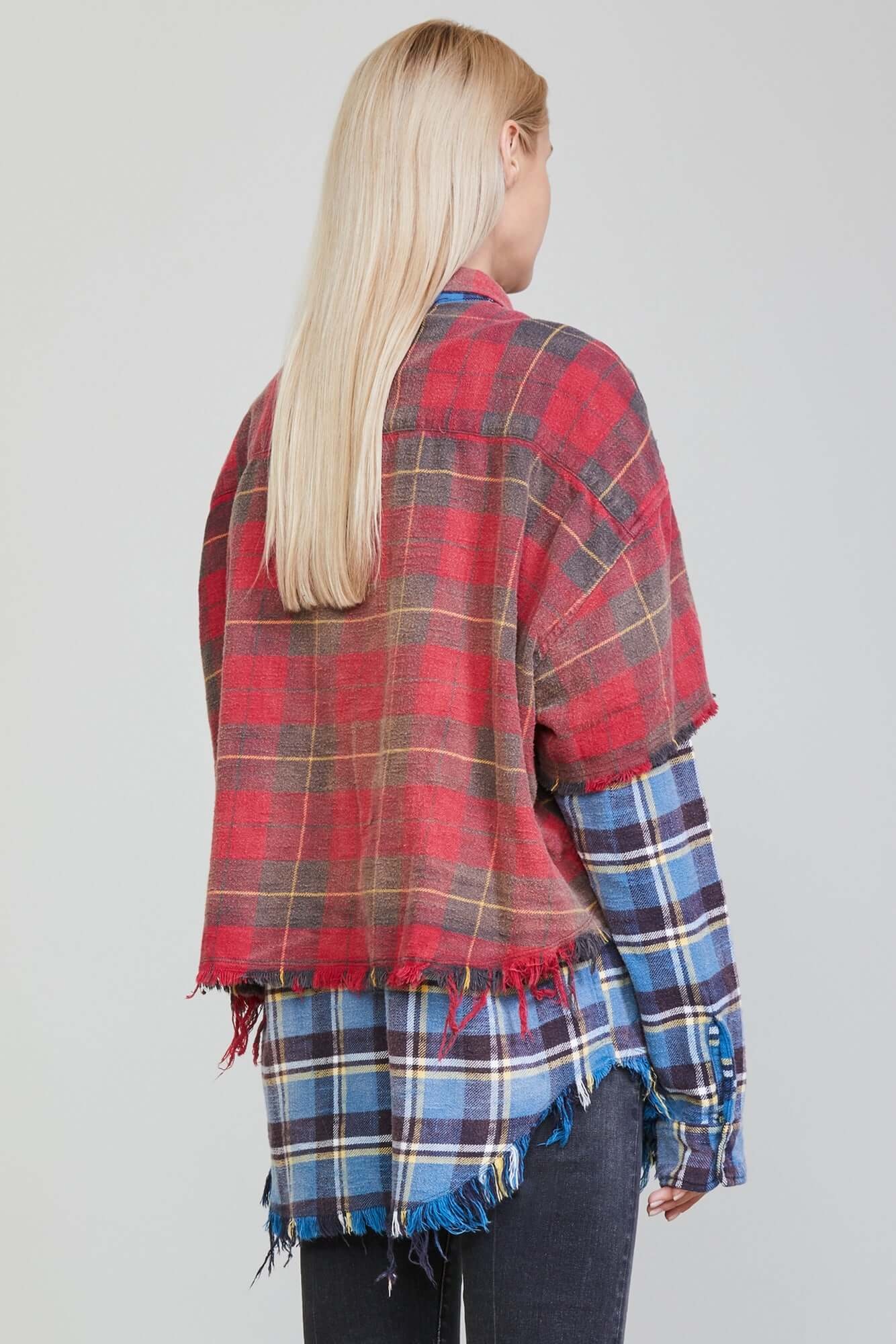 DBL LAYER SHIRT - RED W/BLUE PLAID - 3