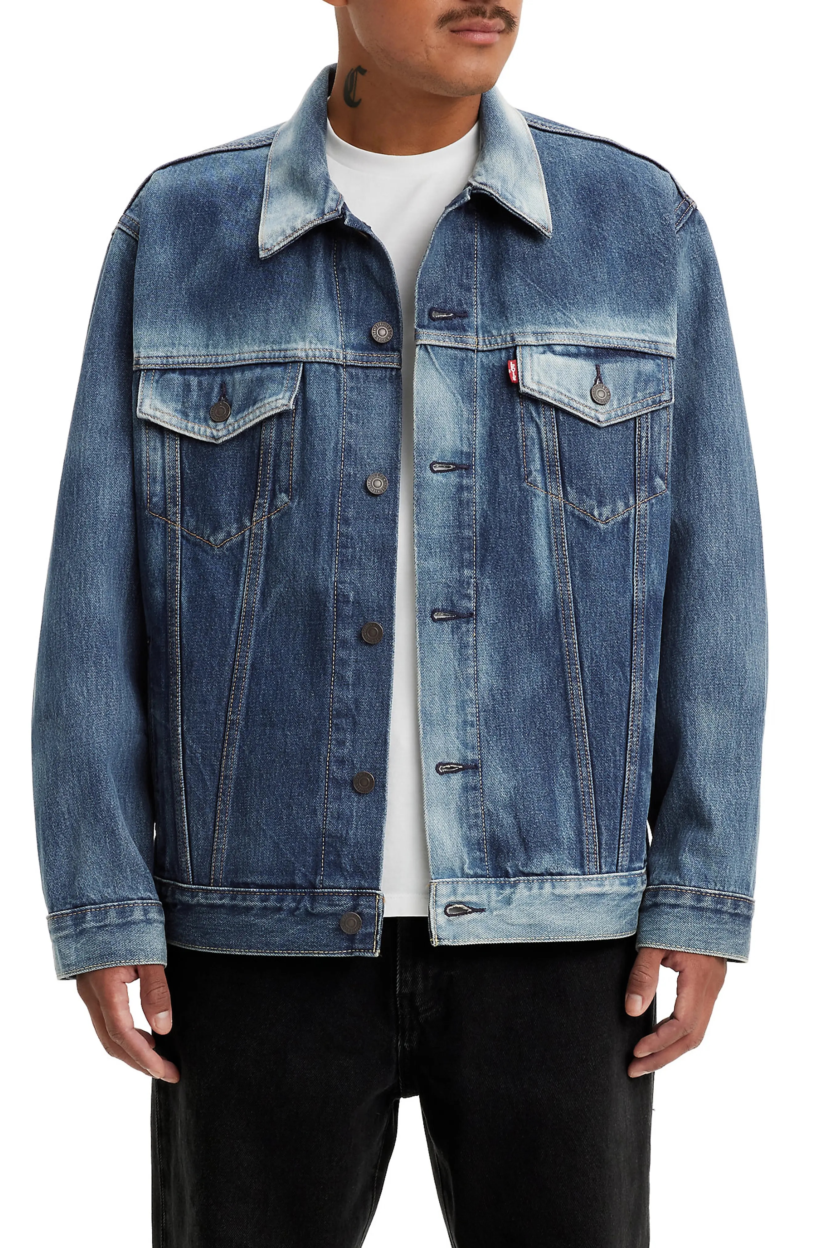 Relaxed Fit Denim Trucker Jacket - 1