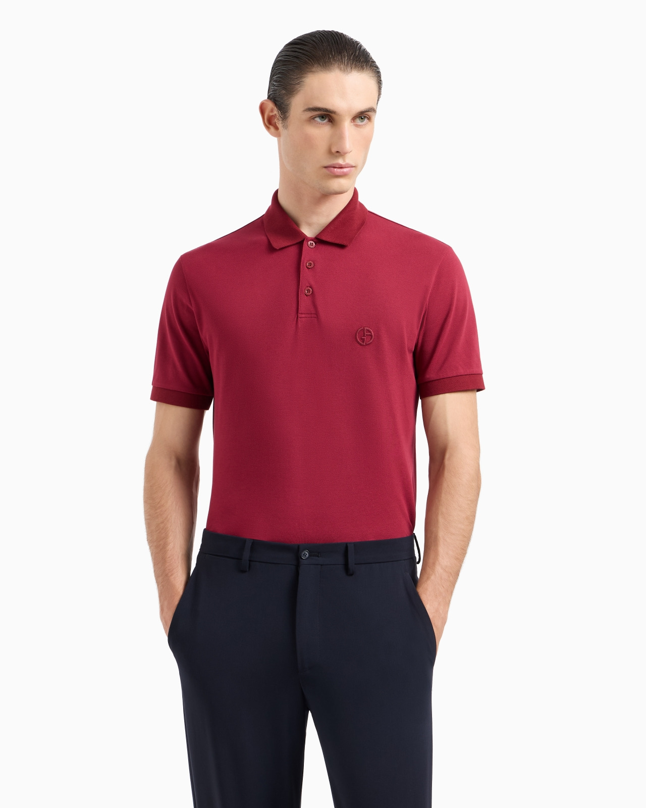 Stretch cotton piqué polo shirt - 2
