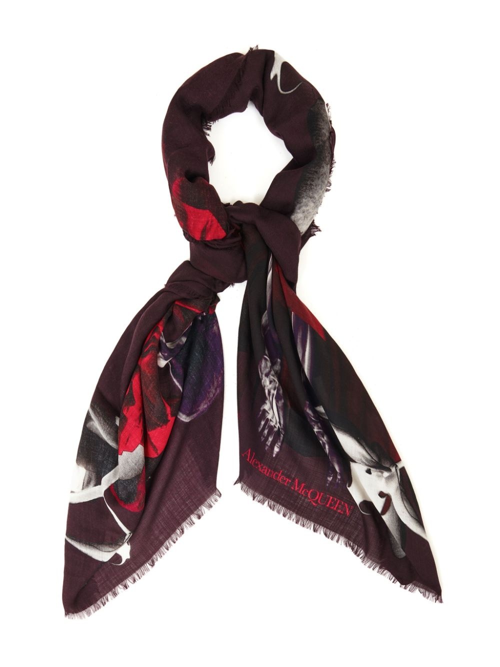 Alexander McQueen Orchid Skeleton Dress-print scarf