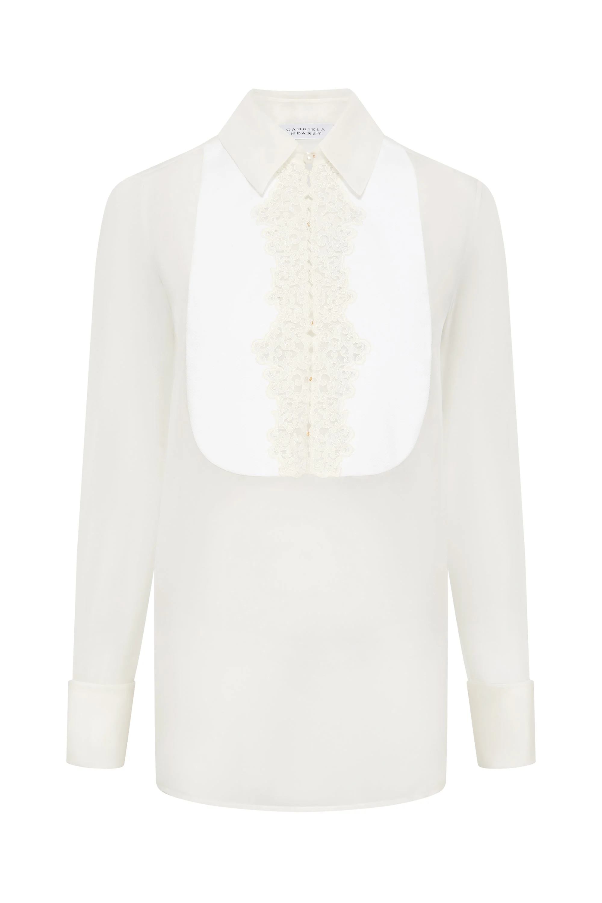 Oriana Lace Blouse in Ivory Silk Organza - 1