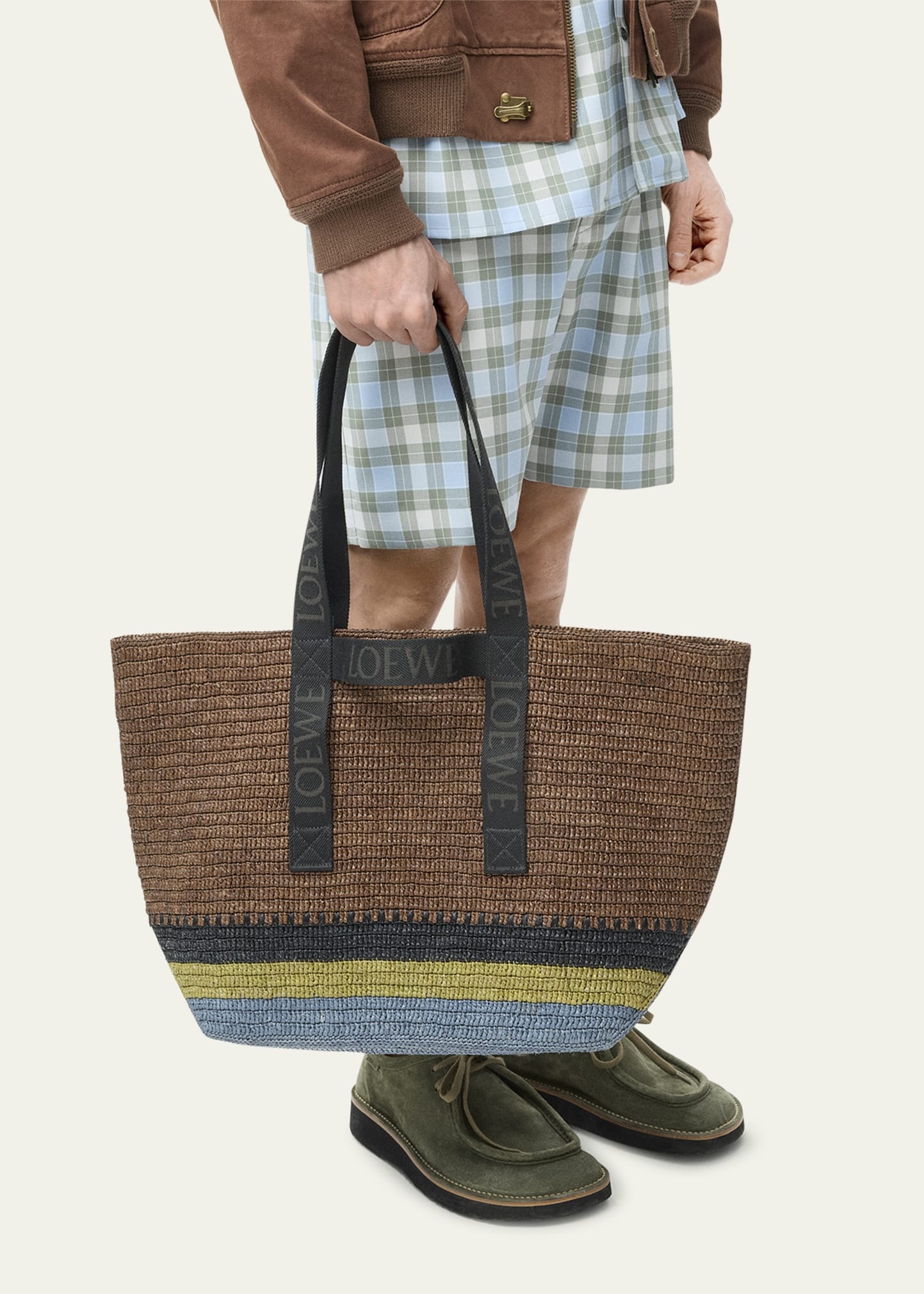Men's Fold Raffia Shopper Tote Bag - 4