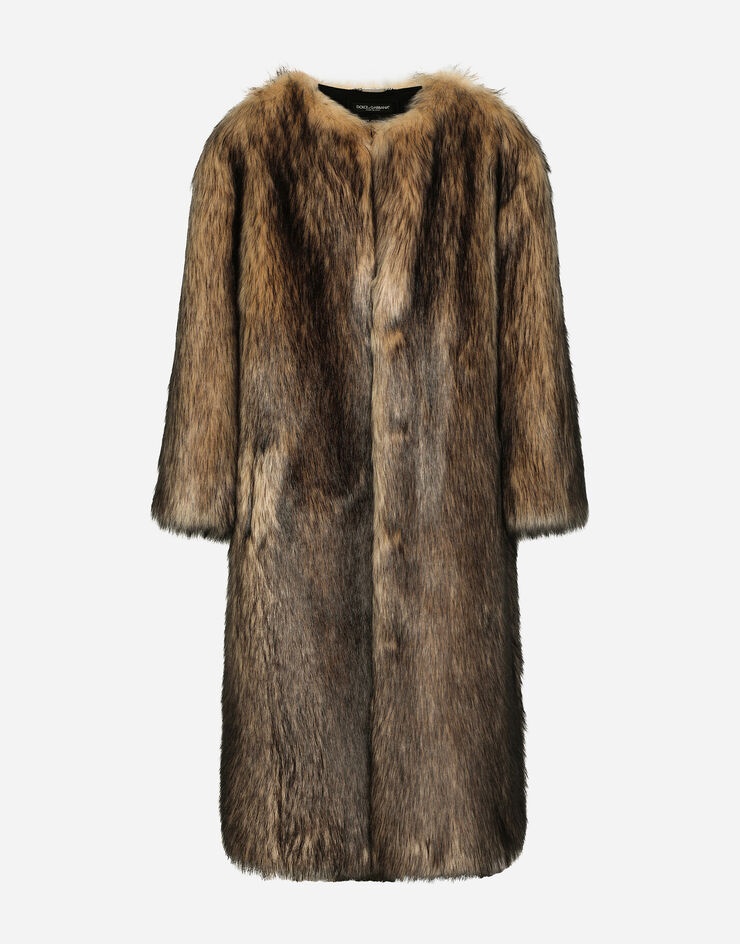 Single-breasted faux fur coat - 3