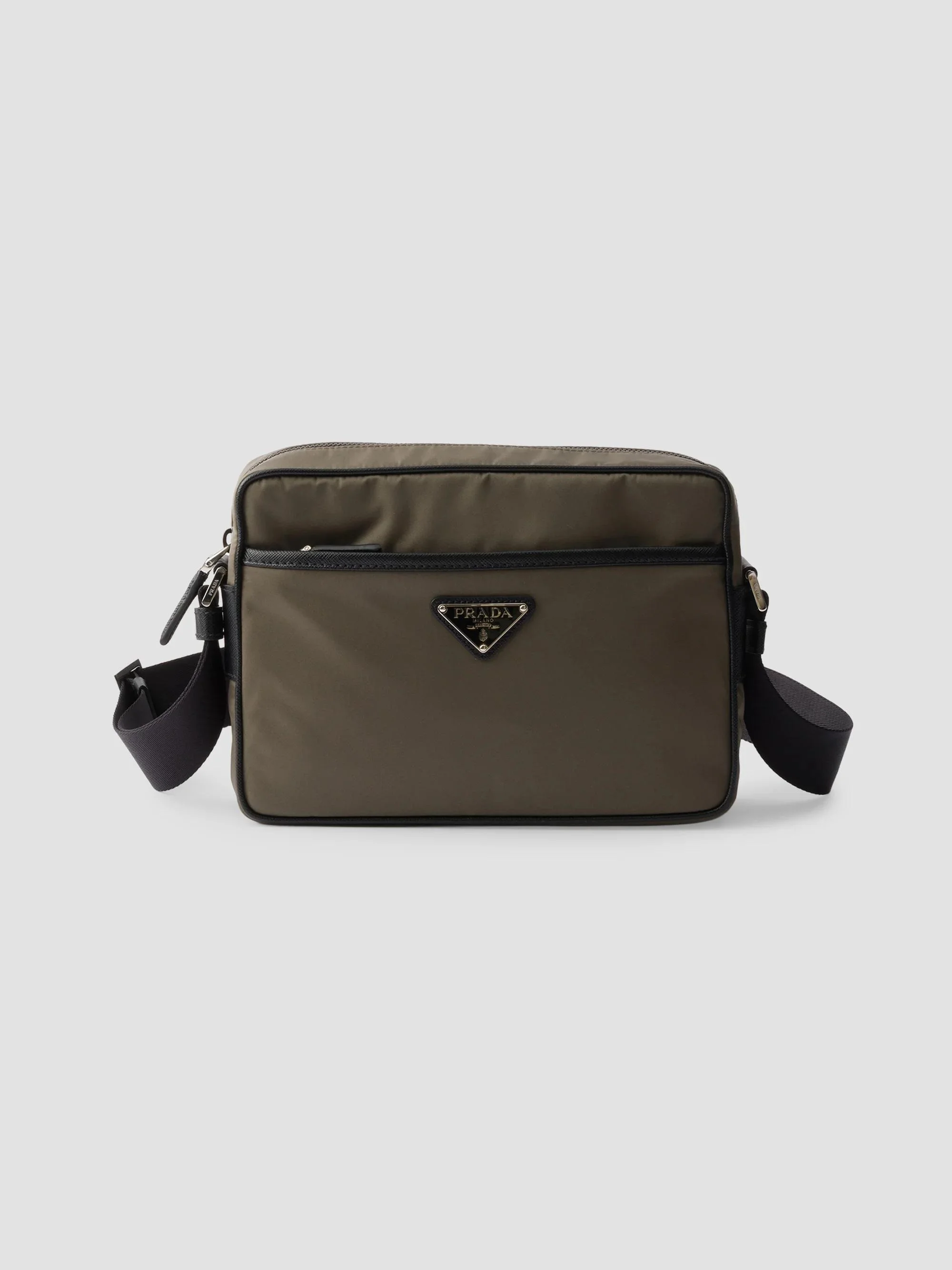 Men's Re-Nylon and Saffiano Shoulder Bag - Grey - 1