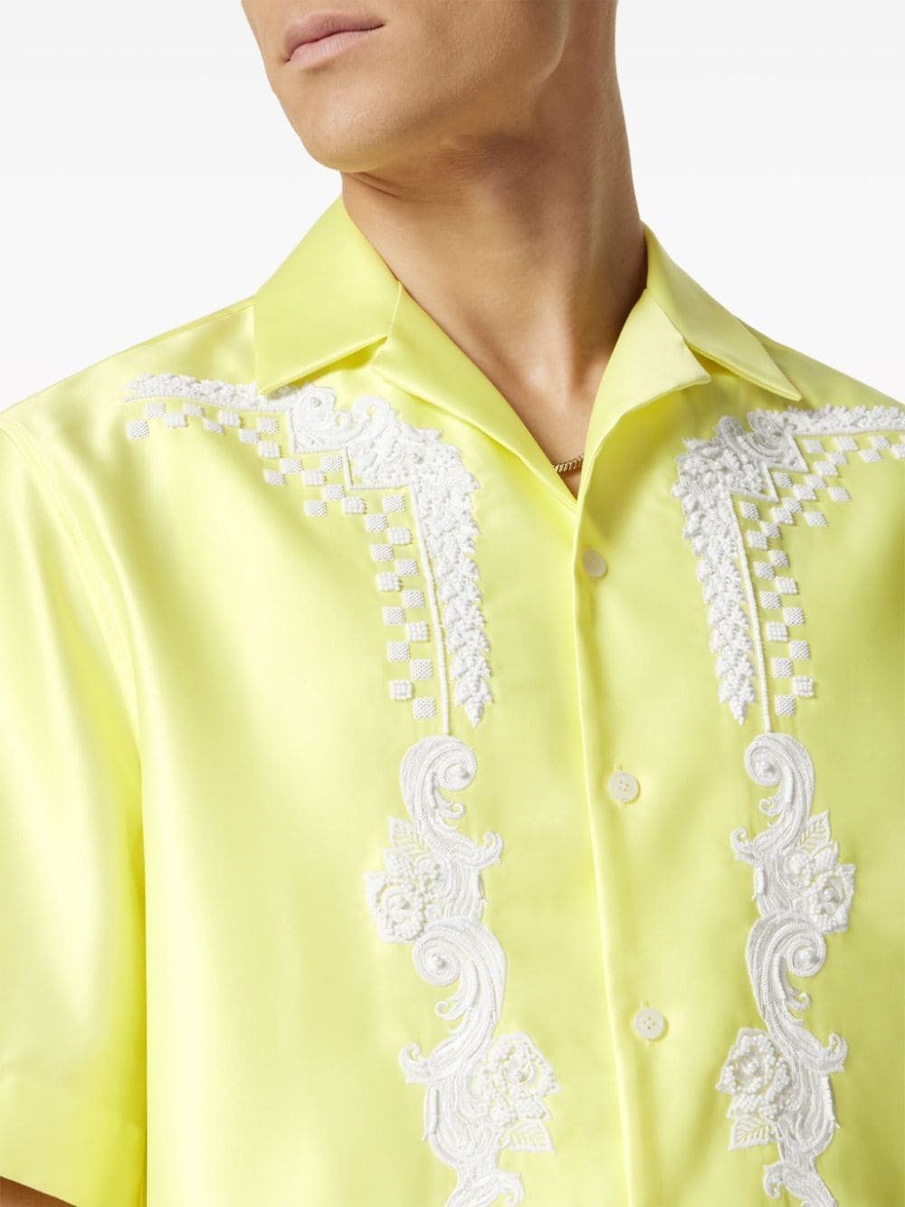 floral-embroidered short-sleeve shirt - 4