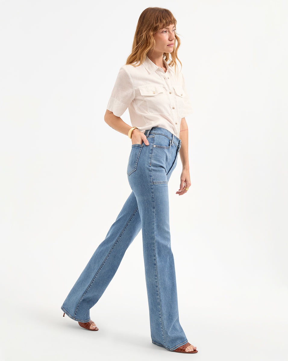 CROSBIE PATCH-POCKET SLIM WIDE-LEG JEAN - 4