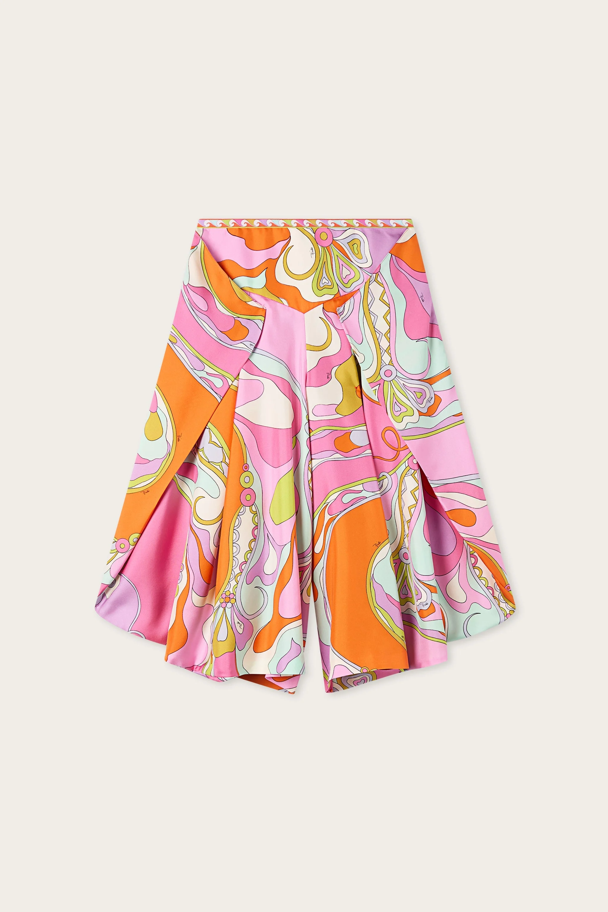ORCHIDEE PRINT WIDE SILK PANTS - 1