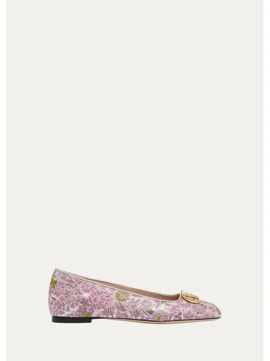 VLogo Floral Jacquard Ballerina Flats - 1
