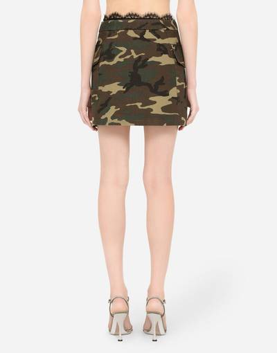 Dolce & Gabbana Short cotton skirt with camouflage print outlook