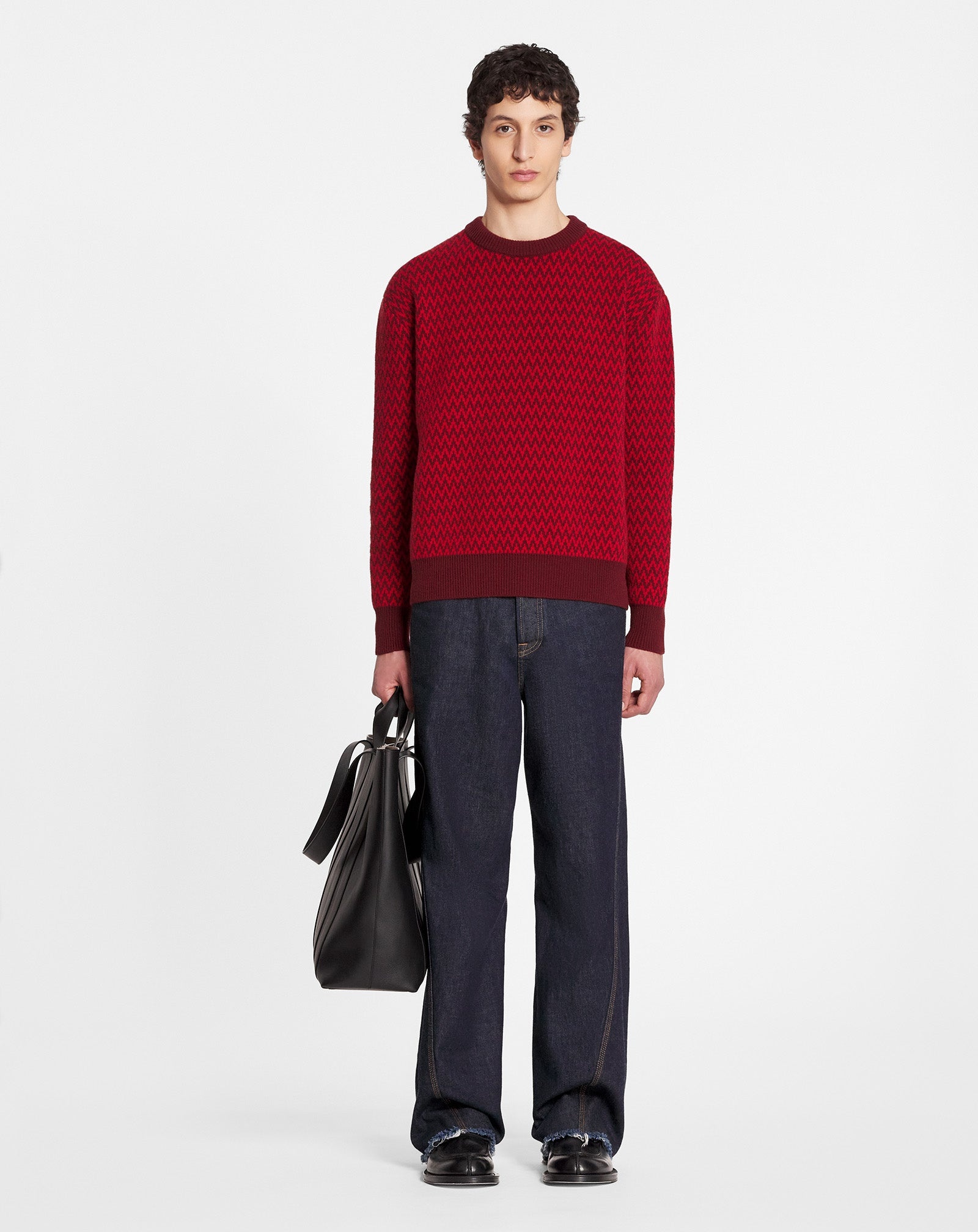 CURB HERRINGBONE CREWNECK SWEATER IN MERINO WOOL - 2