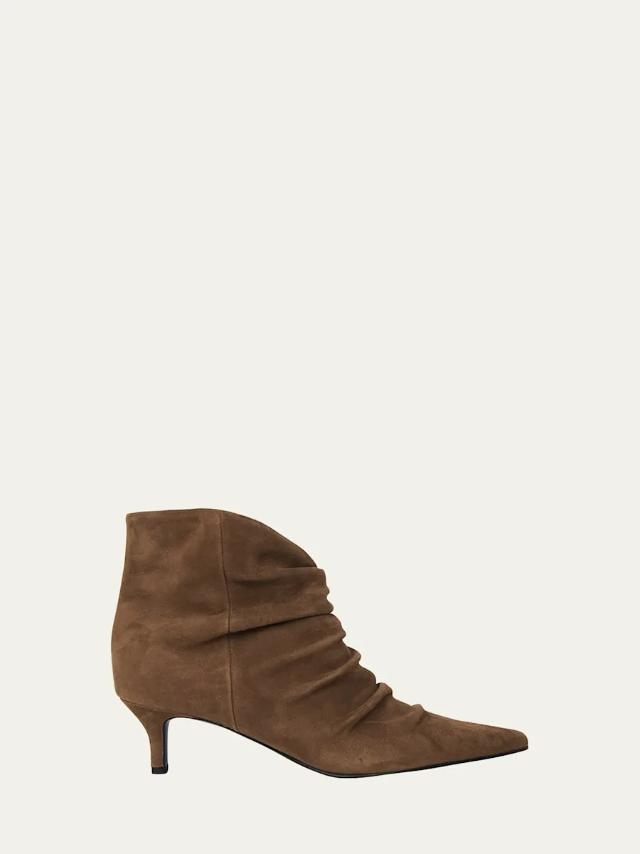 Slouchy Suede Ankle Booties - 1