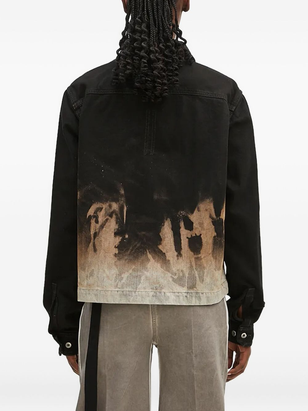 flame-print denim jacket - 3